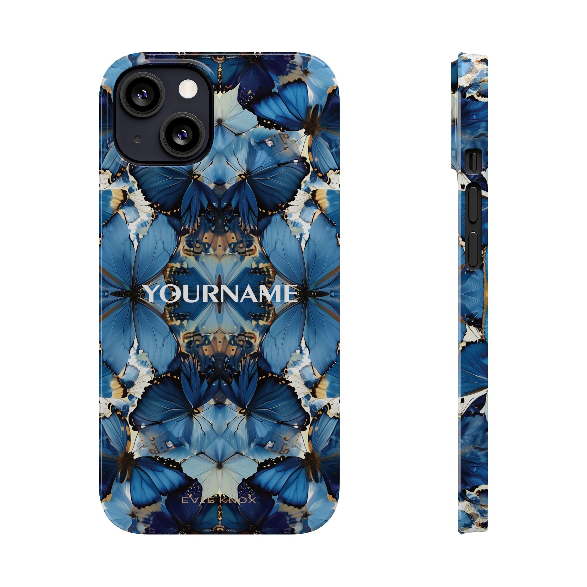 Blue Butterfly Kaleidoscope Slim Case — Protective Symmetry Pattern Phone Cover