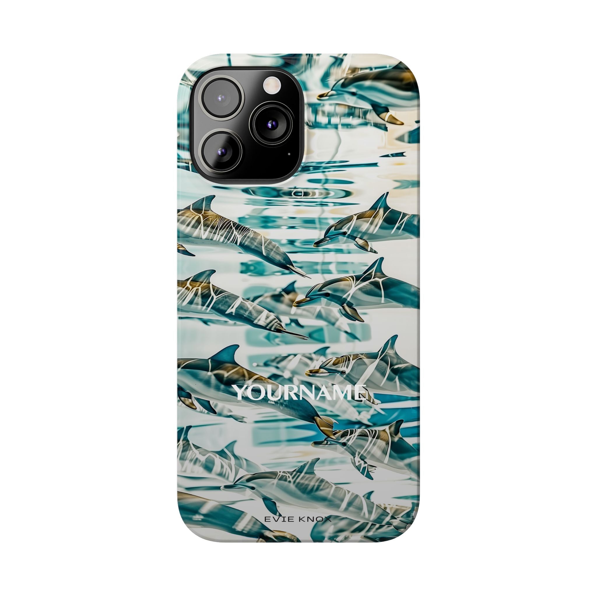 Dolphin Wave Slim Phone Case — Personalized Ocean Pattern