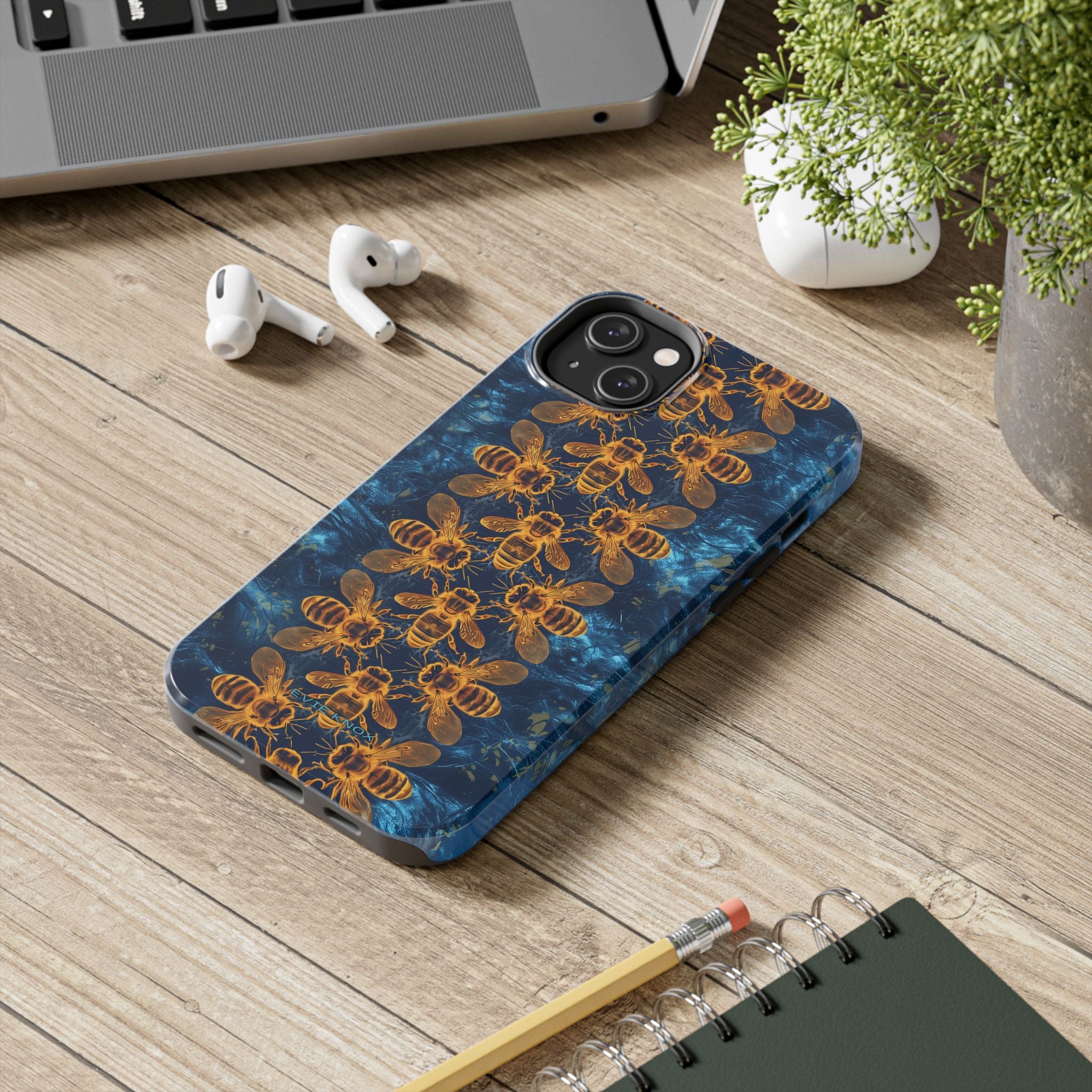 Bees On Blue iPhone Case