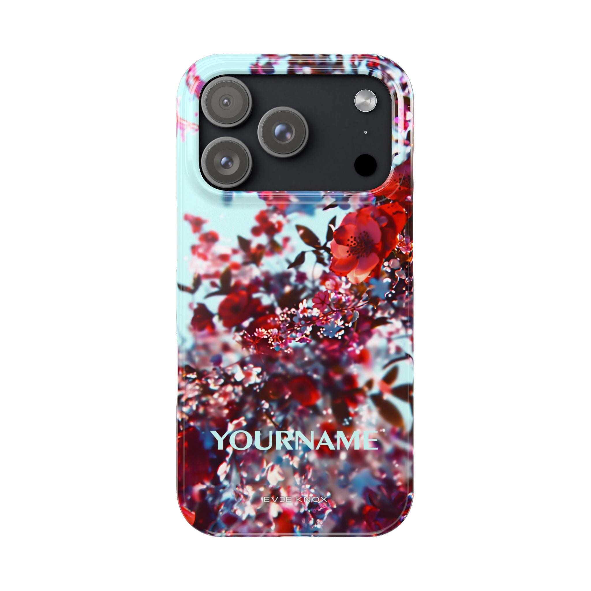 Red Cherry Blossom Floral Slim iPhone Case