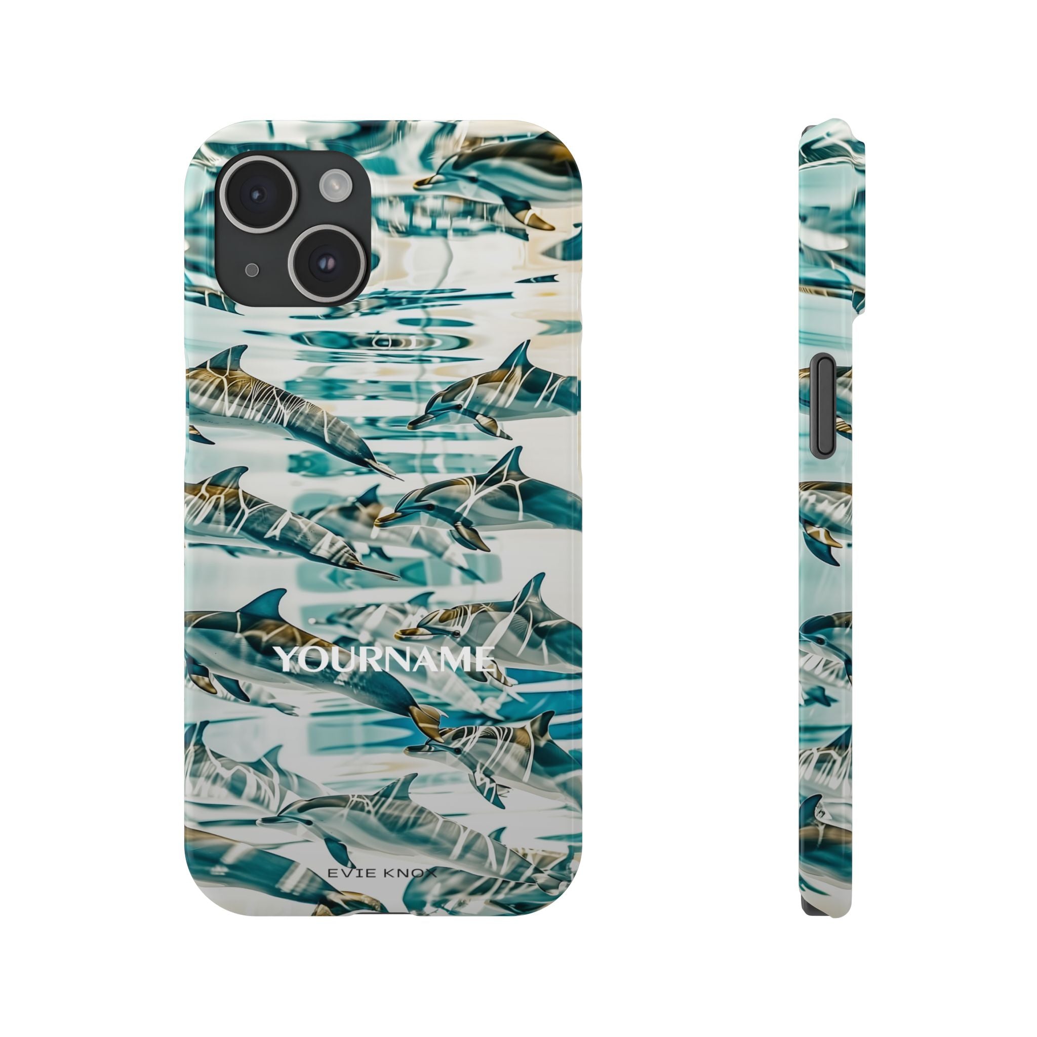 Dolphin Wave Slim Phone Case — Personalized Ocean Pattern