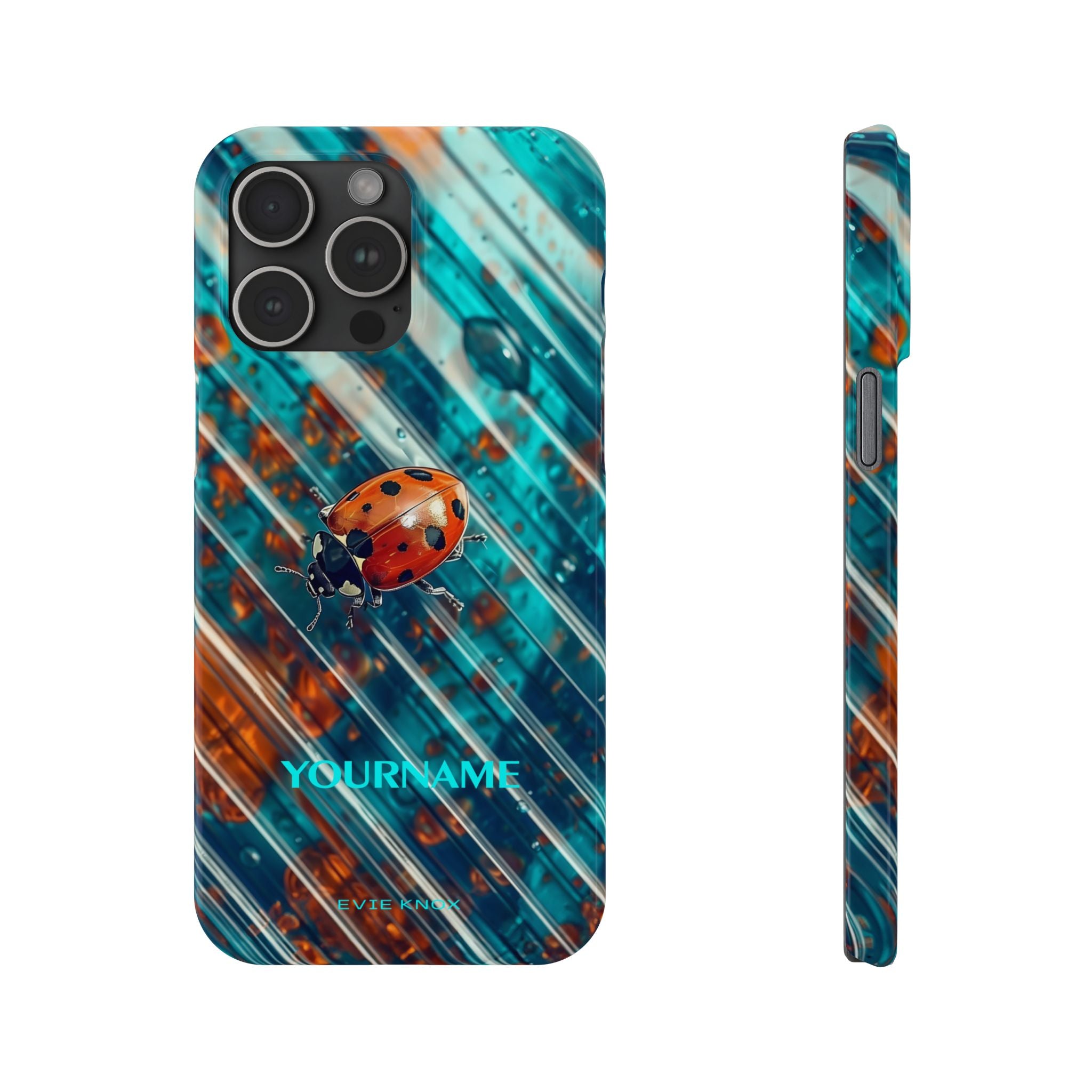 Little Lady Ladybug on Blue Protective Slim Phone Case