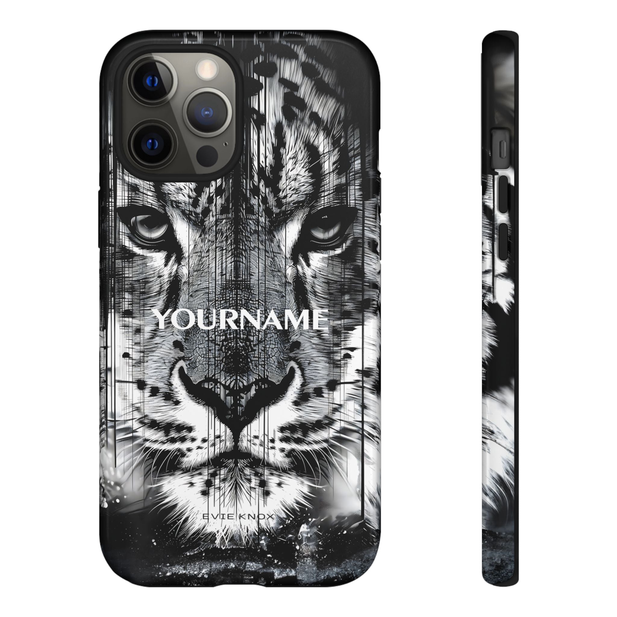 Siberian Tiger Face Tough iPhone Case — Black & White Protective Case