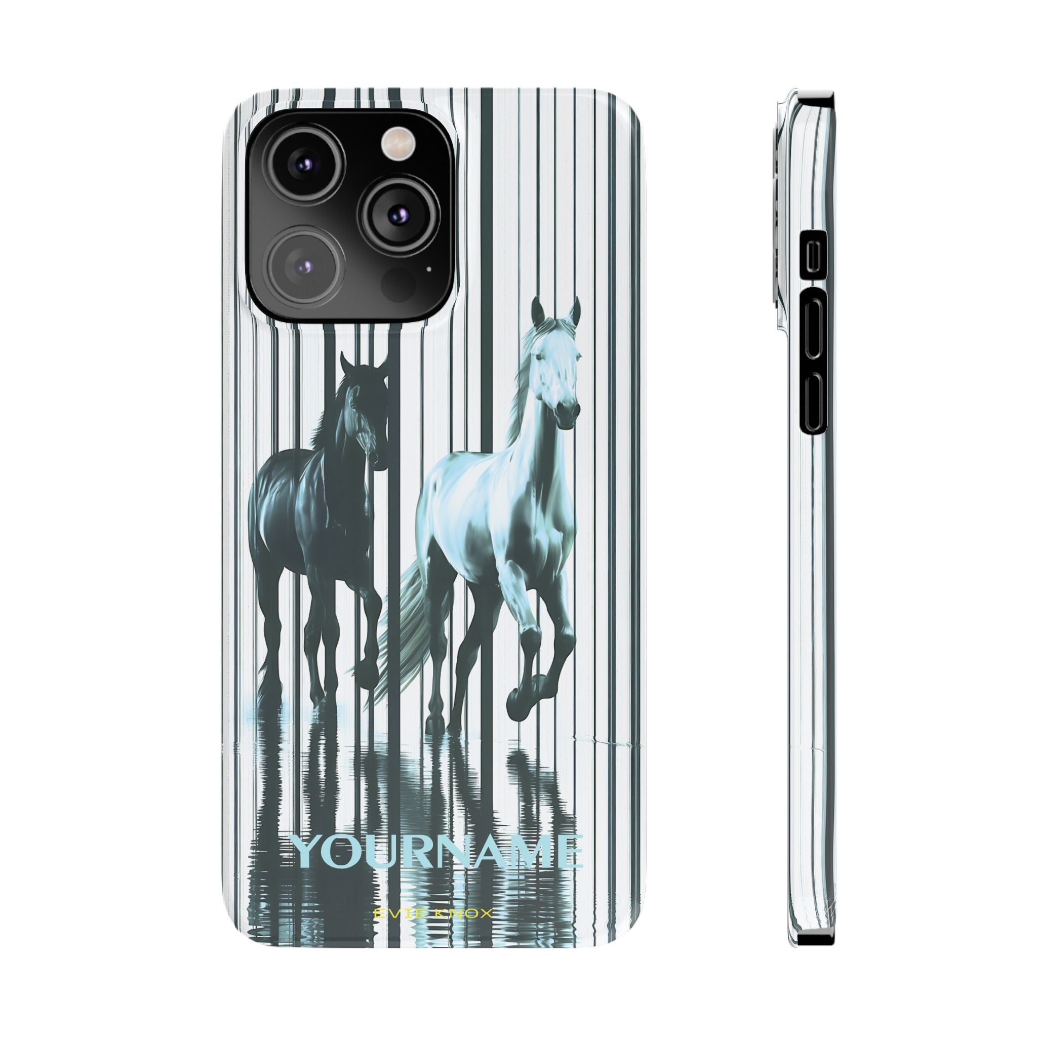 Stallion Mirage Slim iPhone Case – Galloping Horse Black & White Design