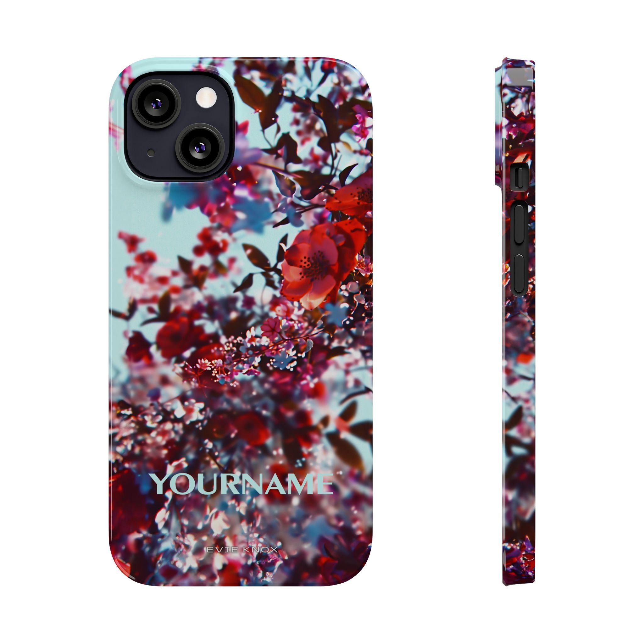 Red Cherry Blossom Floral Slim iPhone Case