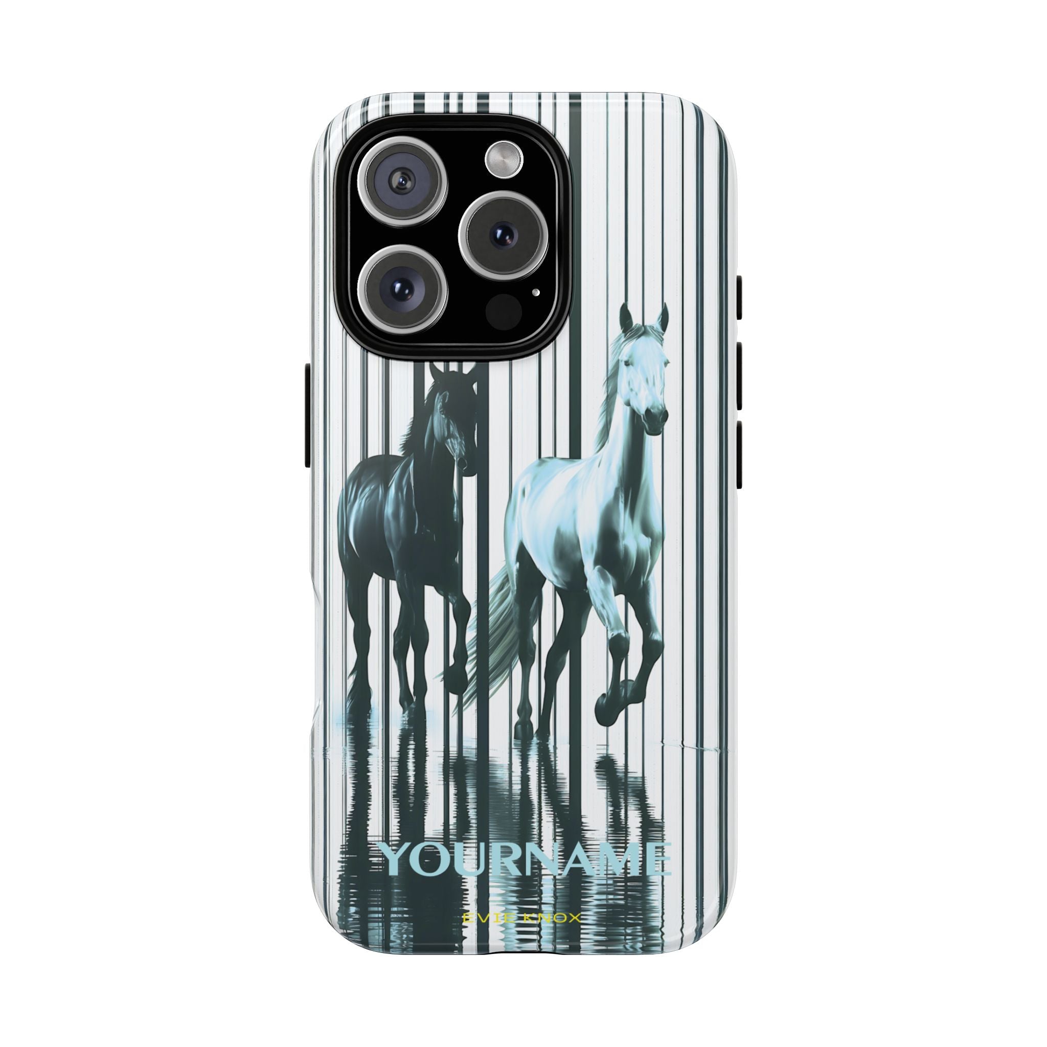 Stallion Mirage Tough iPhone Case – Galloping Horse Black & White Design