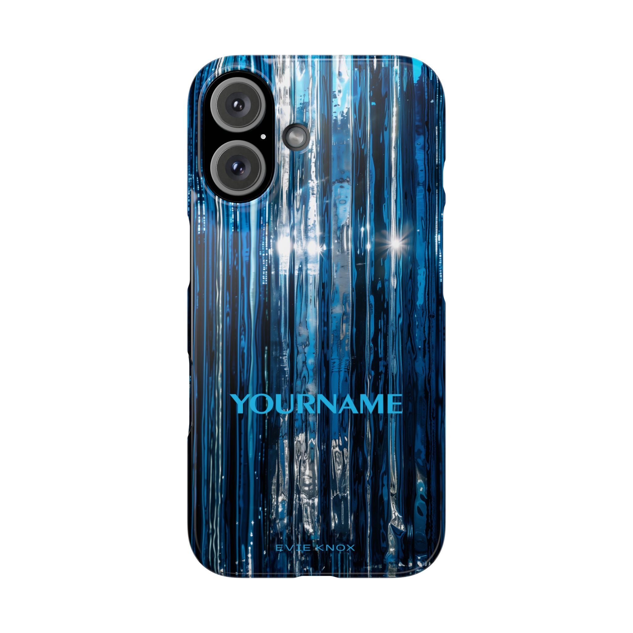 Blue Ribbed Art Glass Effect Slim iPhone Case - Personalized Phone case