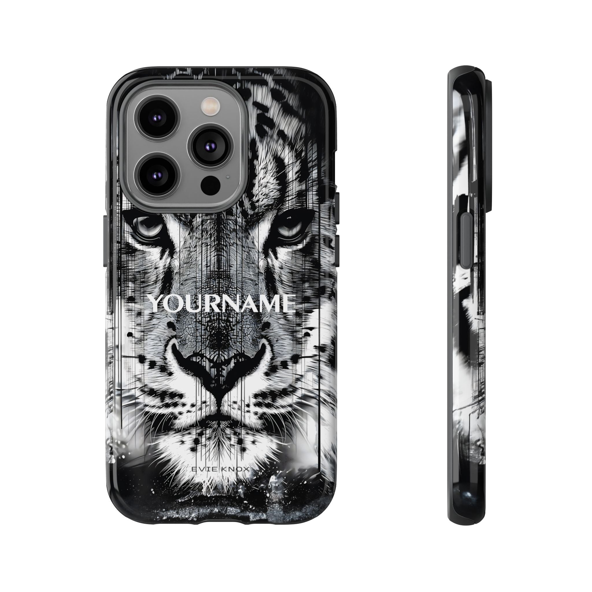 Siberian Tiger Face Tough iPhone Case — Black & White Protective Case