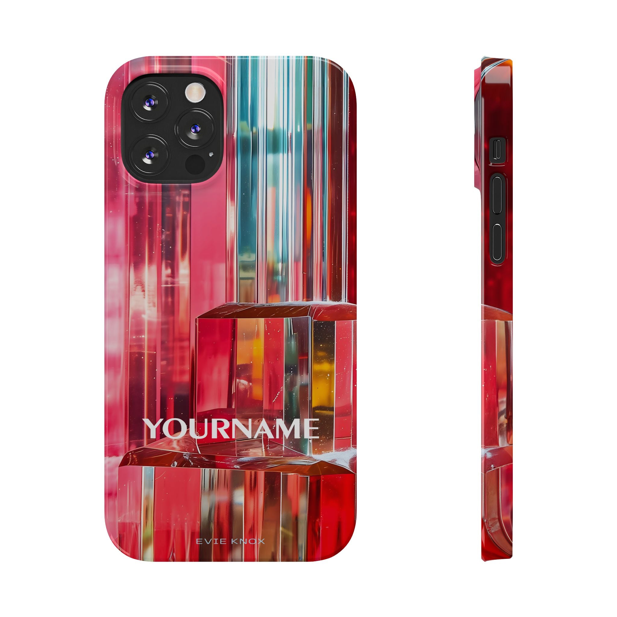 Abstract Prism Slim Phone Case — Red Geometric Crystal Design