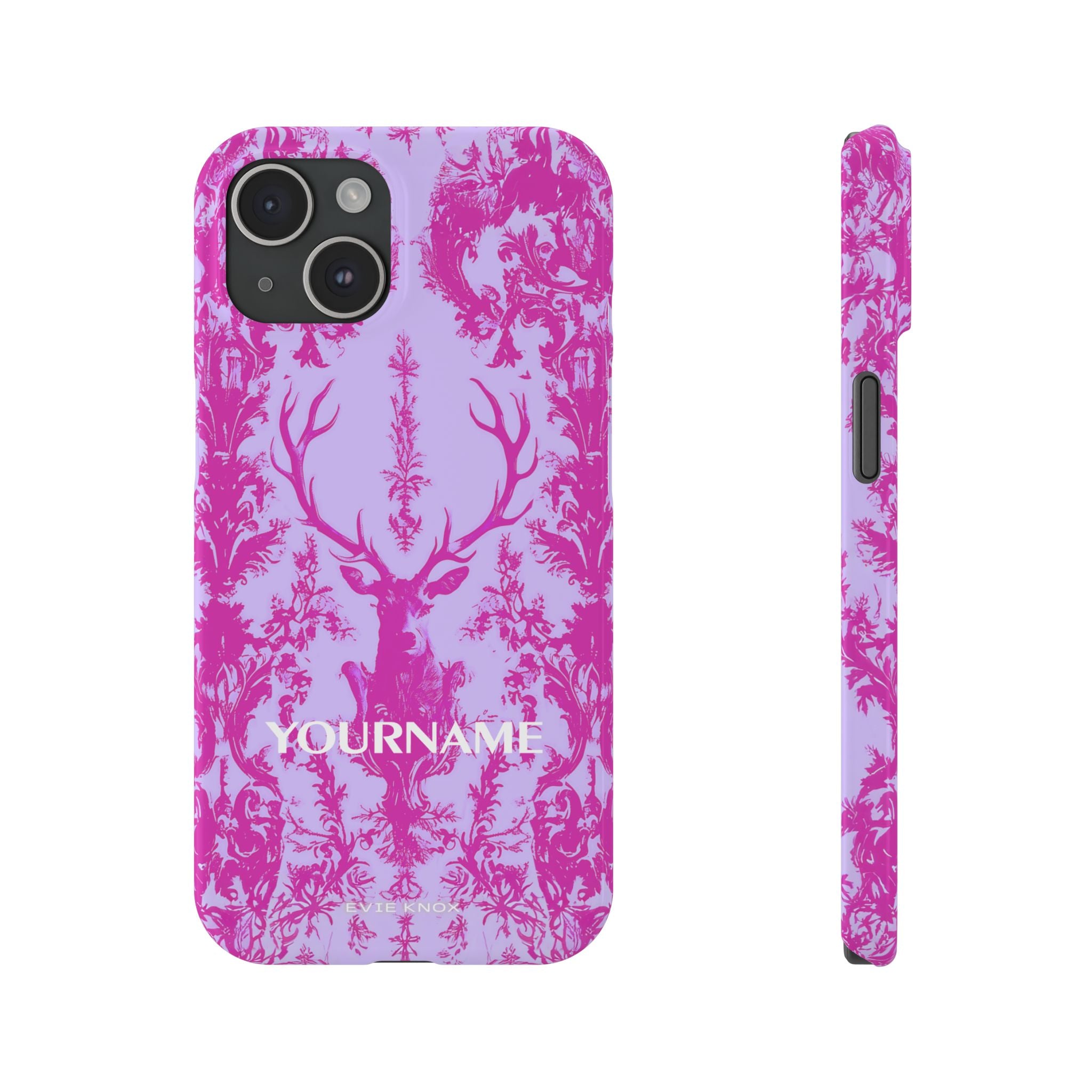 Pink Baroque Deer Slim iPhone Case — Floral Antler Pattern