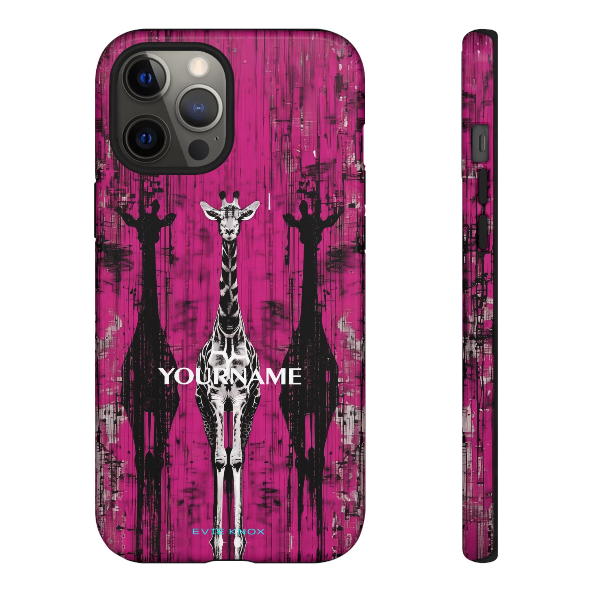 Giraffes on Berry iPhone Tough Case — Glossy Full‑Wrap Protection