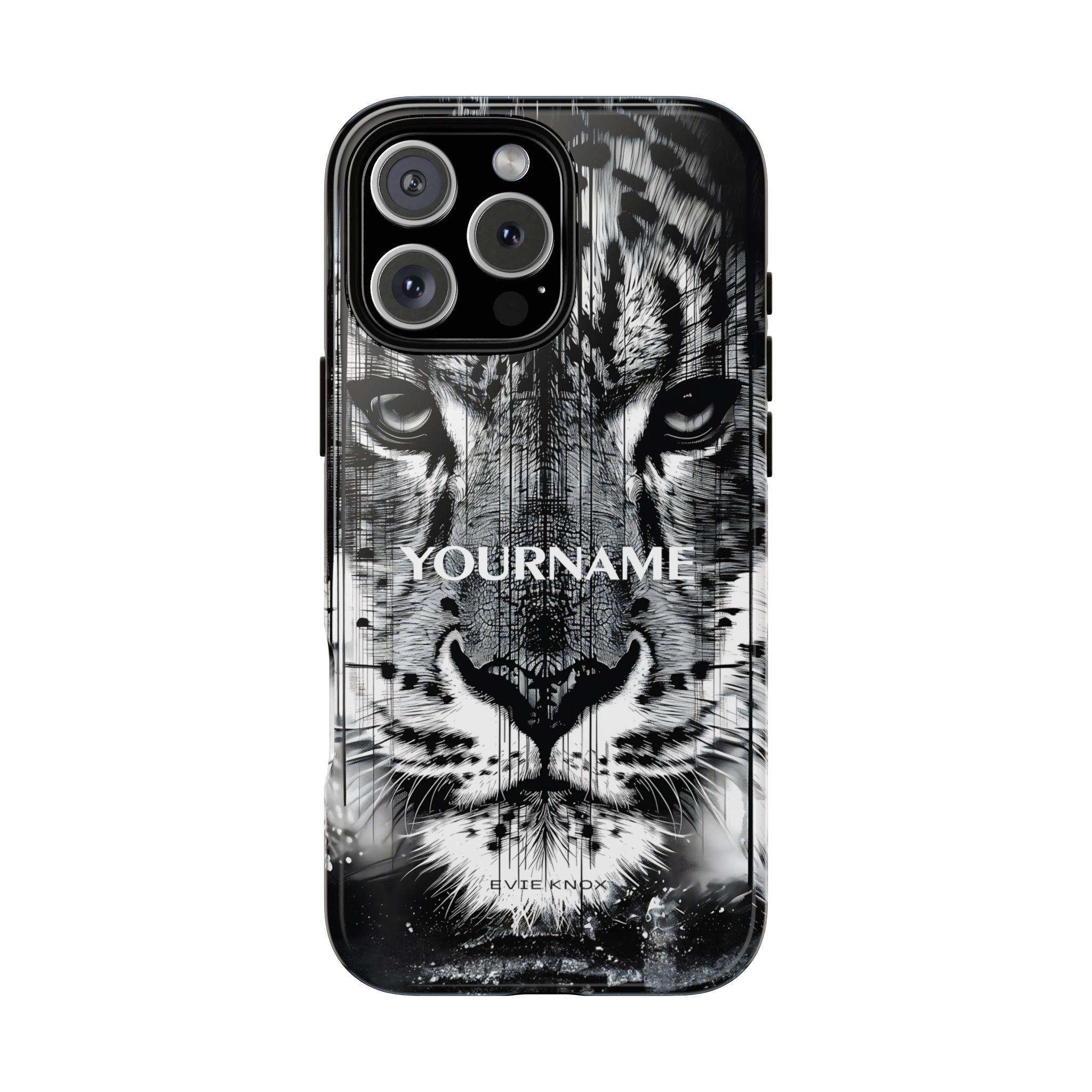 Siberian Tiger Face Tough iPhone Case — Black & White Protective Case