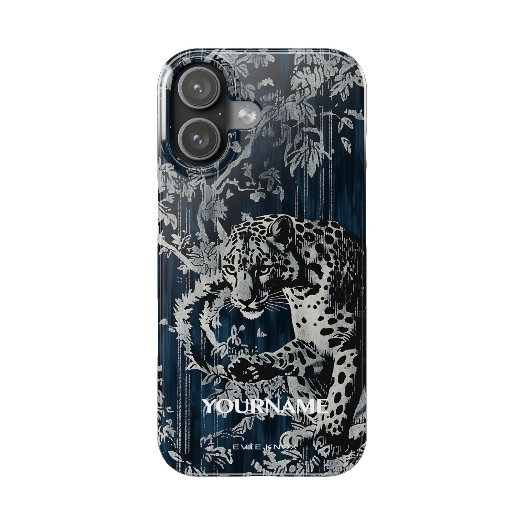 Indigo Leopard Slim Phone Case — Night Jungle Panther Design