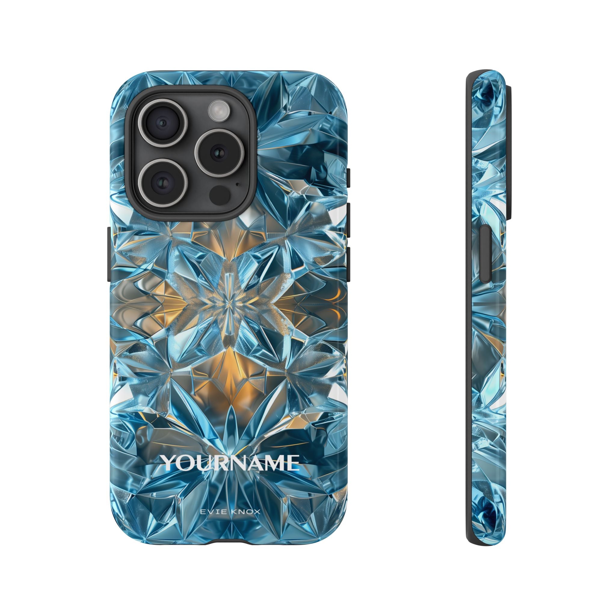 Blue Crystal Kaleidoscope Phone Case — Tough Protective iPhone Cover