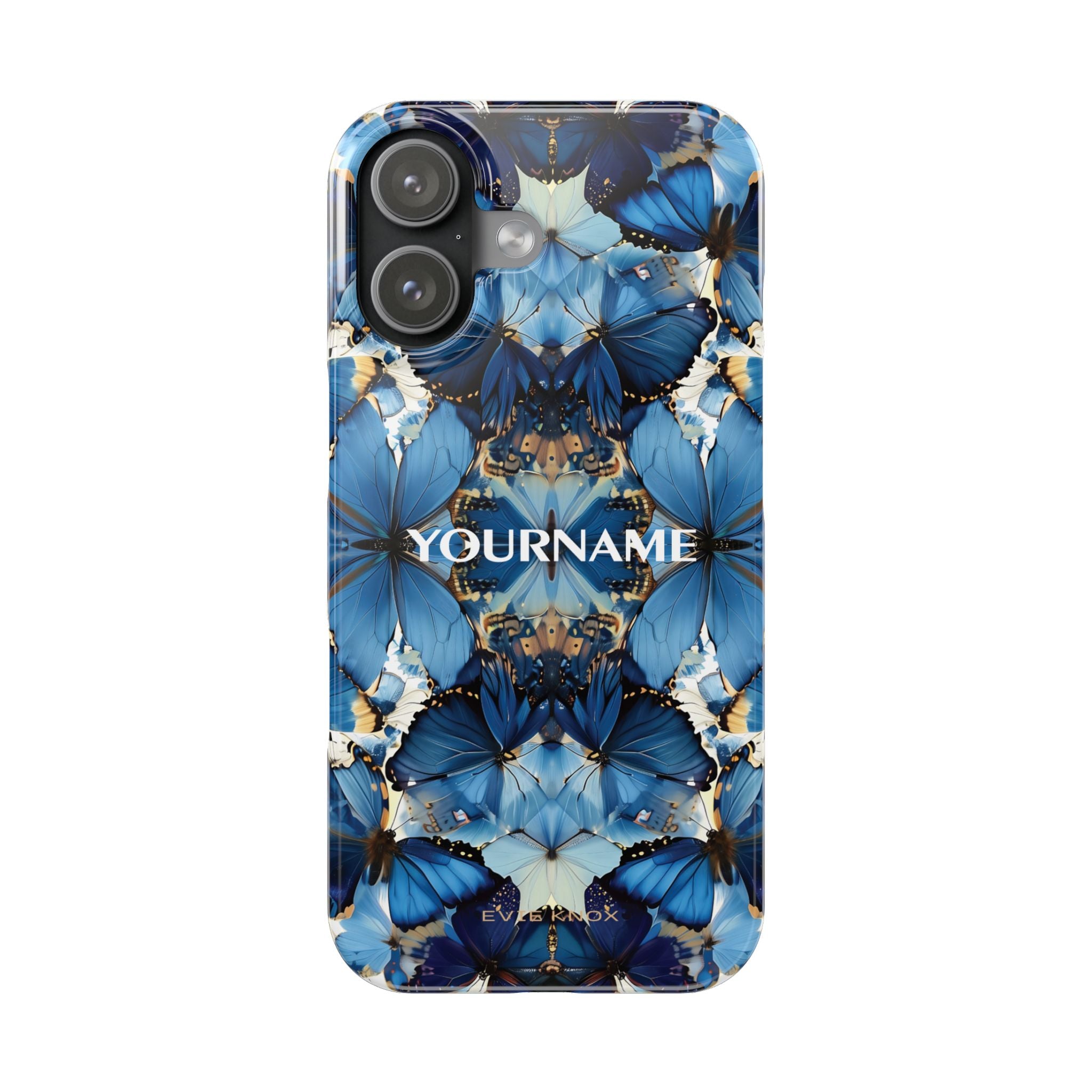 Blue Butterfly Kaleidoscope Slim Case — Protective Symmetry Pattern Phone Cover