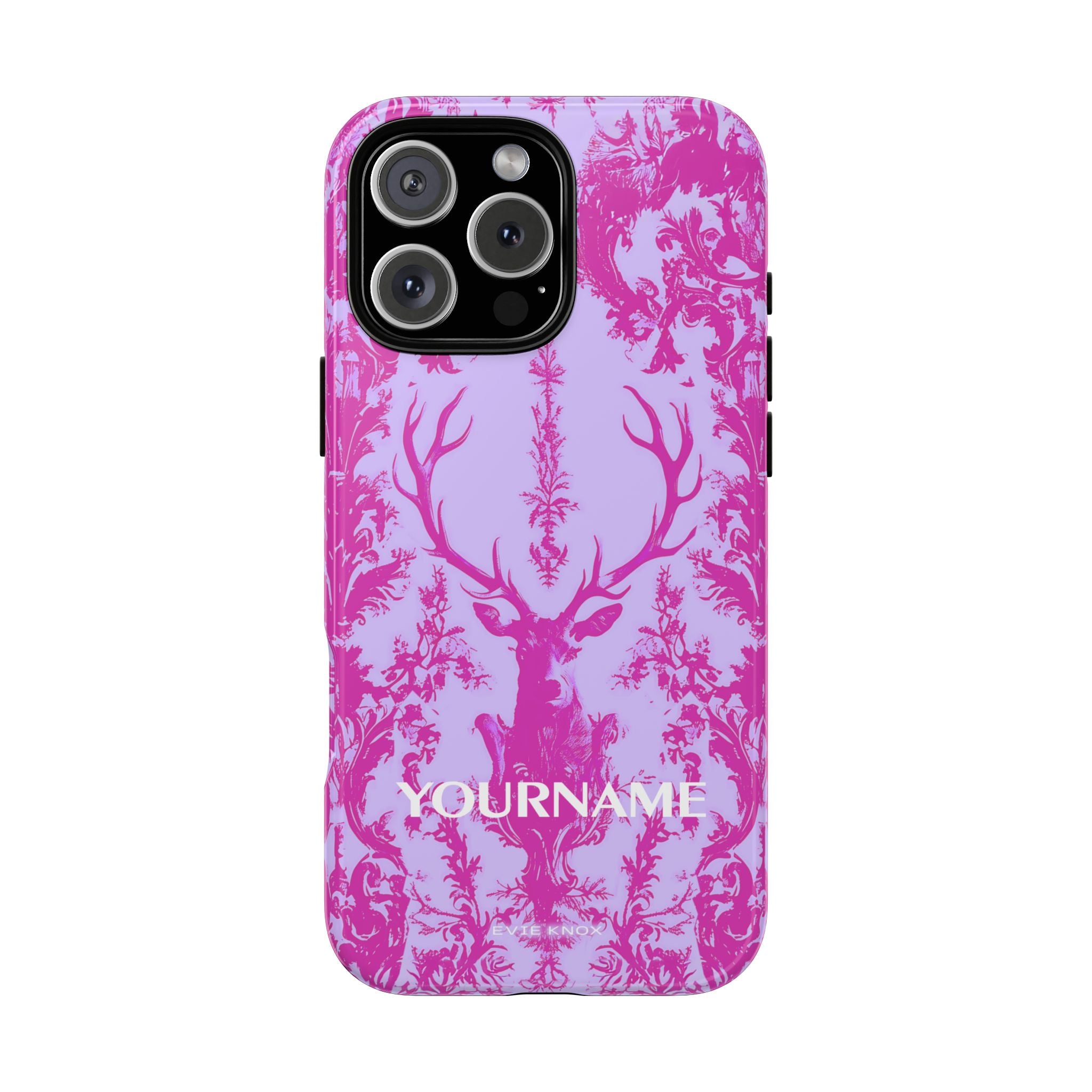 Pink Baroque Deer Tough iPhone Case — Floral Antler Pattern