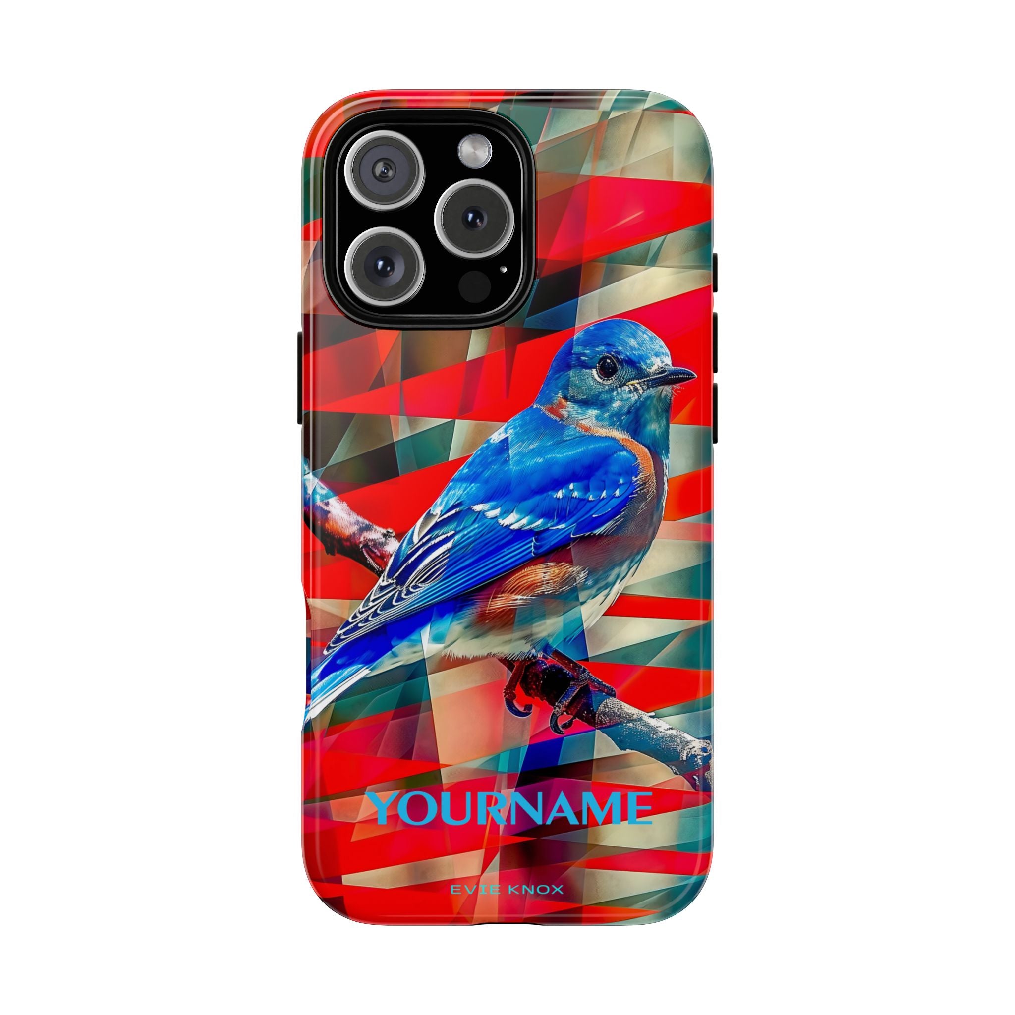 Bluebird Tough Phone Case — Vibrant Geometric Nature Design