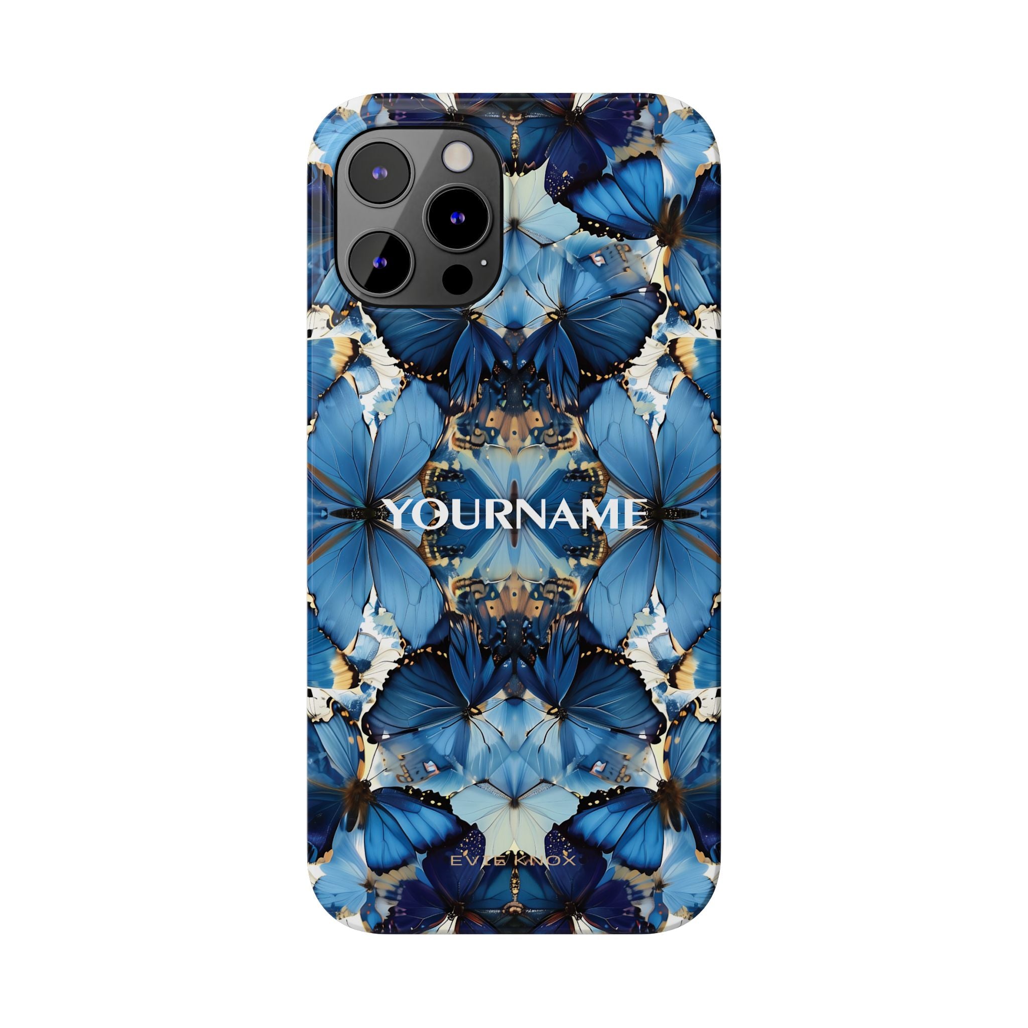 Blue Butterfly Kaleidoscope Slim Case — Protective Symmetry Pattern Phone Cover