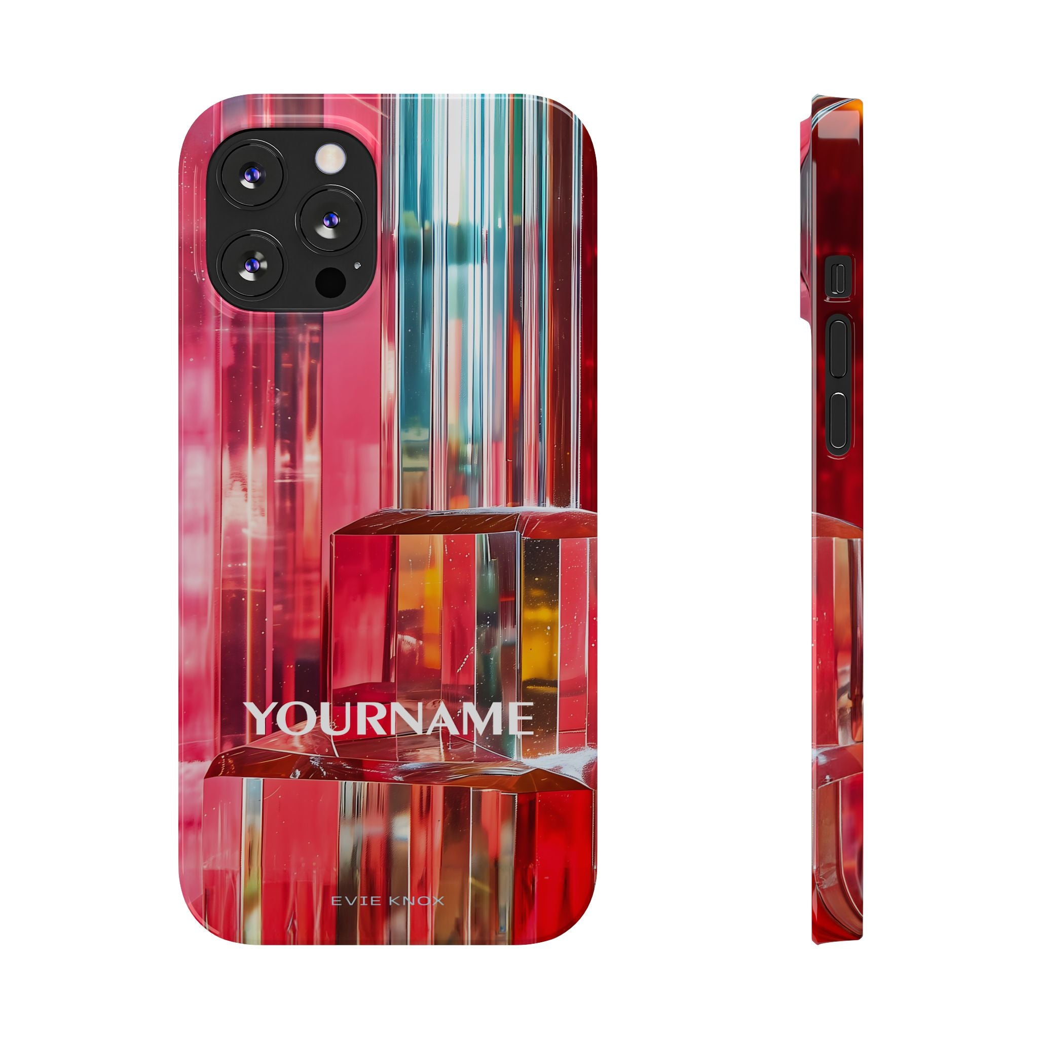 Abstract Prism Slim Phone Case — Red Geometric Crystal Design