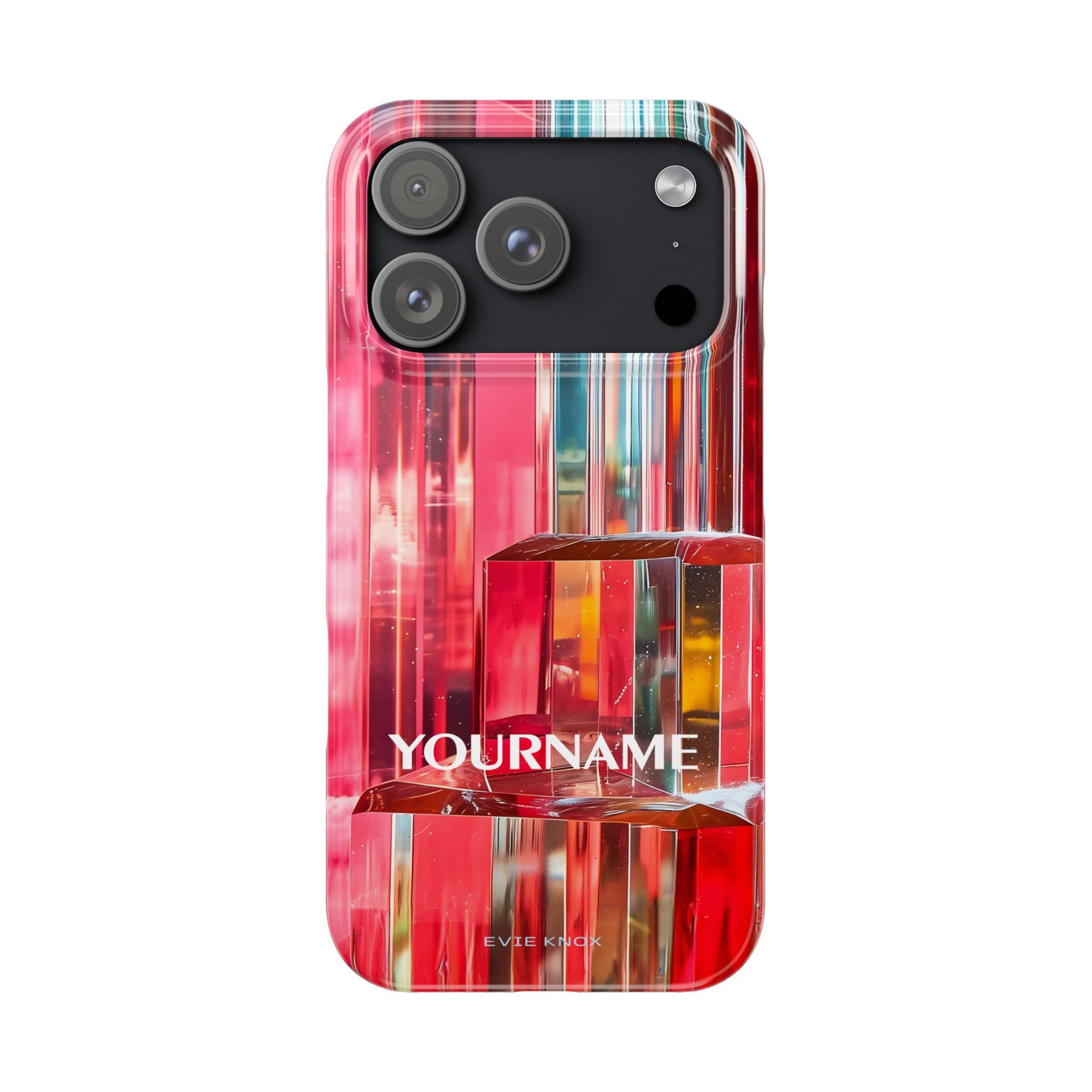 Abstract Prism Slim Phone Case — Red Geometric Crystal Design