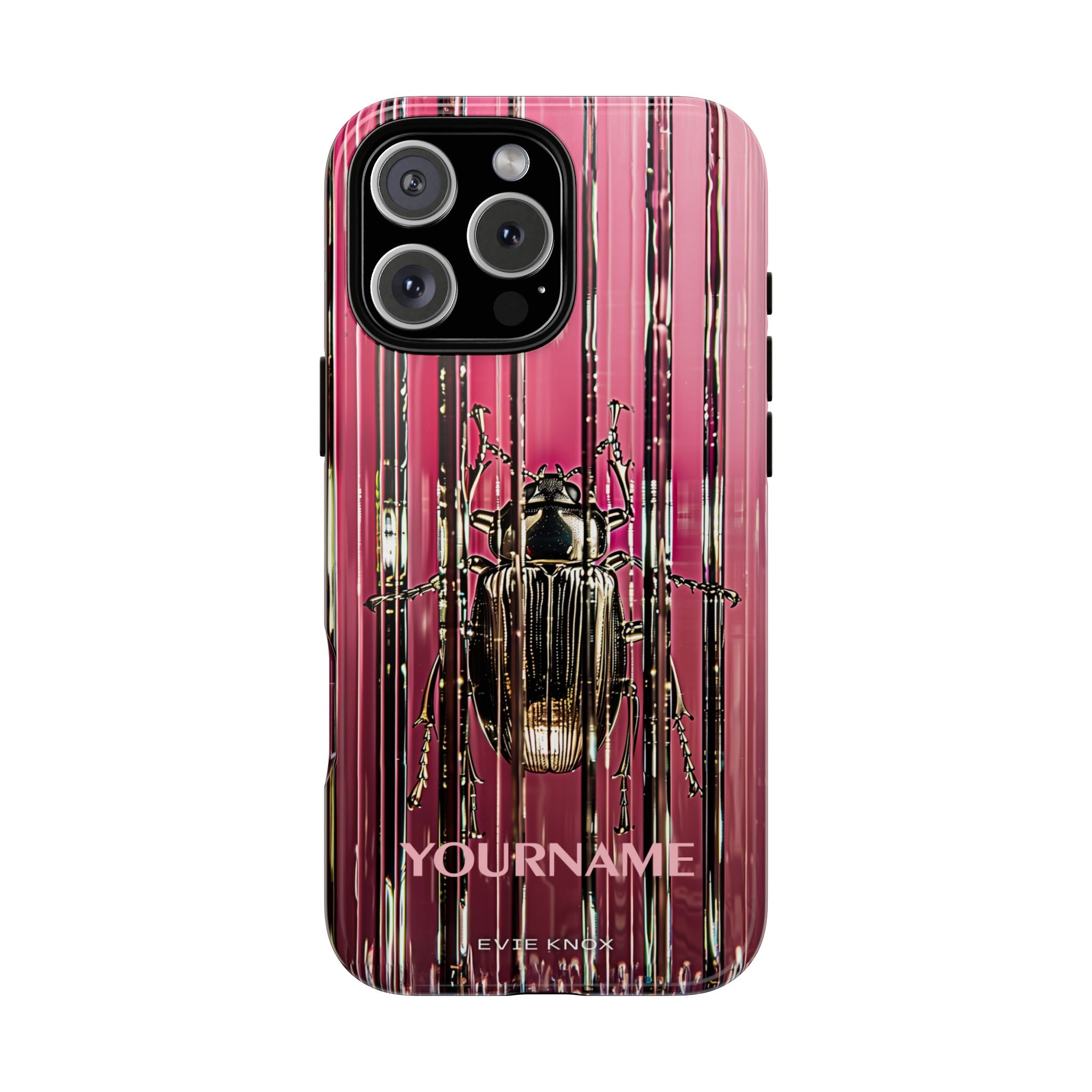 Pink Silver Beetle In Art Glass Tough iPhone Case