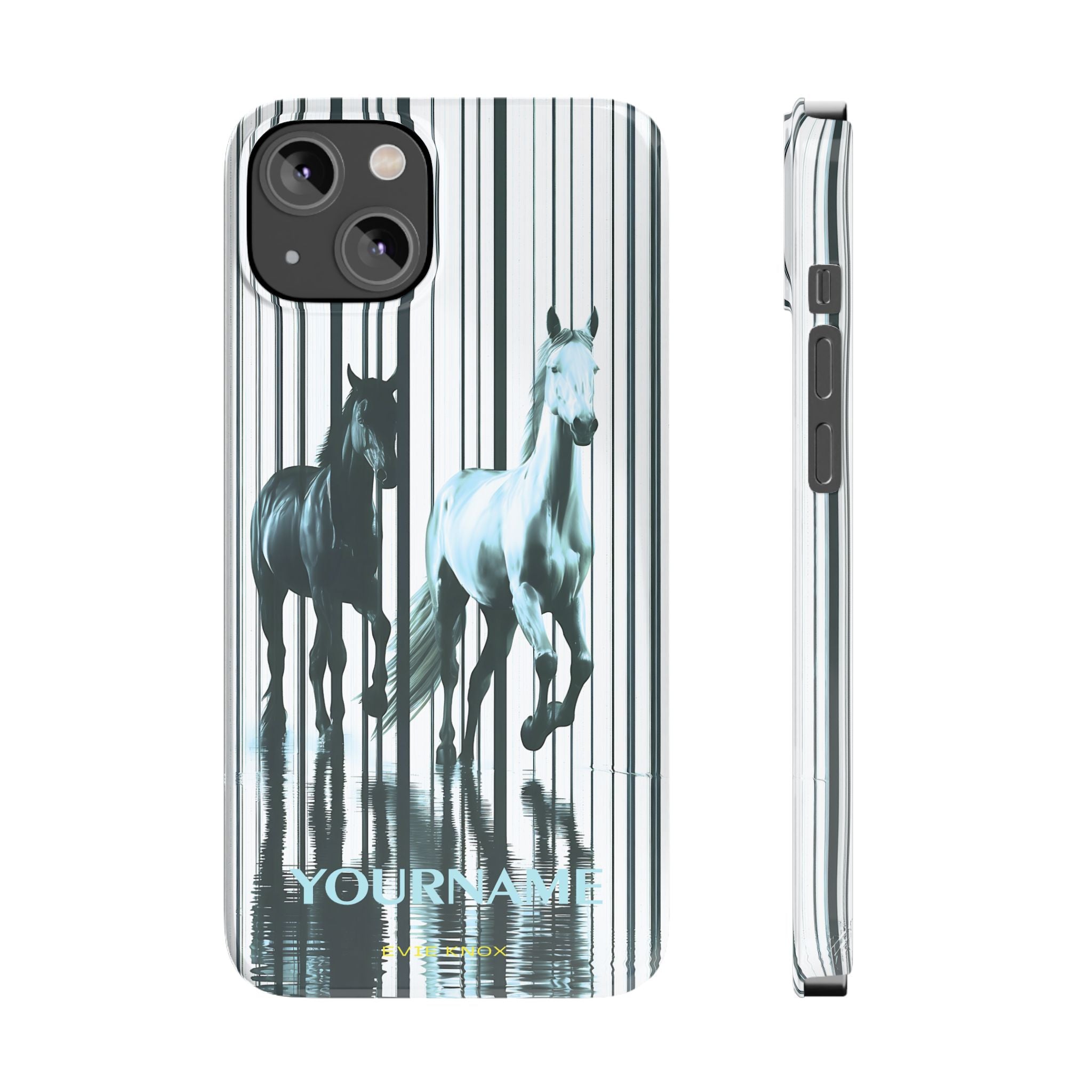 Stallion Mirage Slim iPhone Case – Galloping Horse Black & White Design