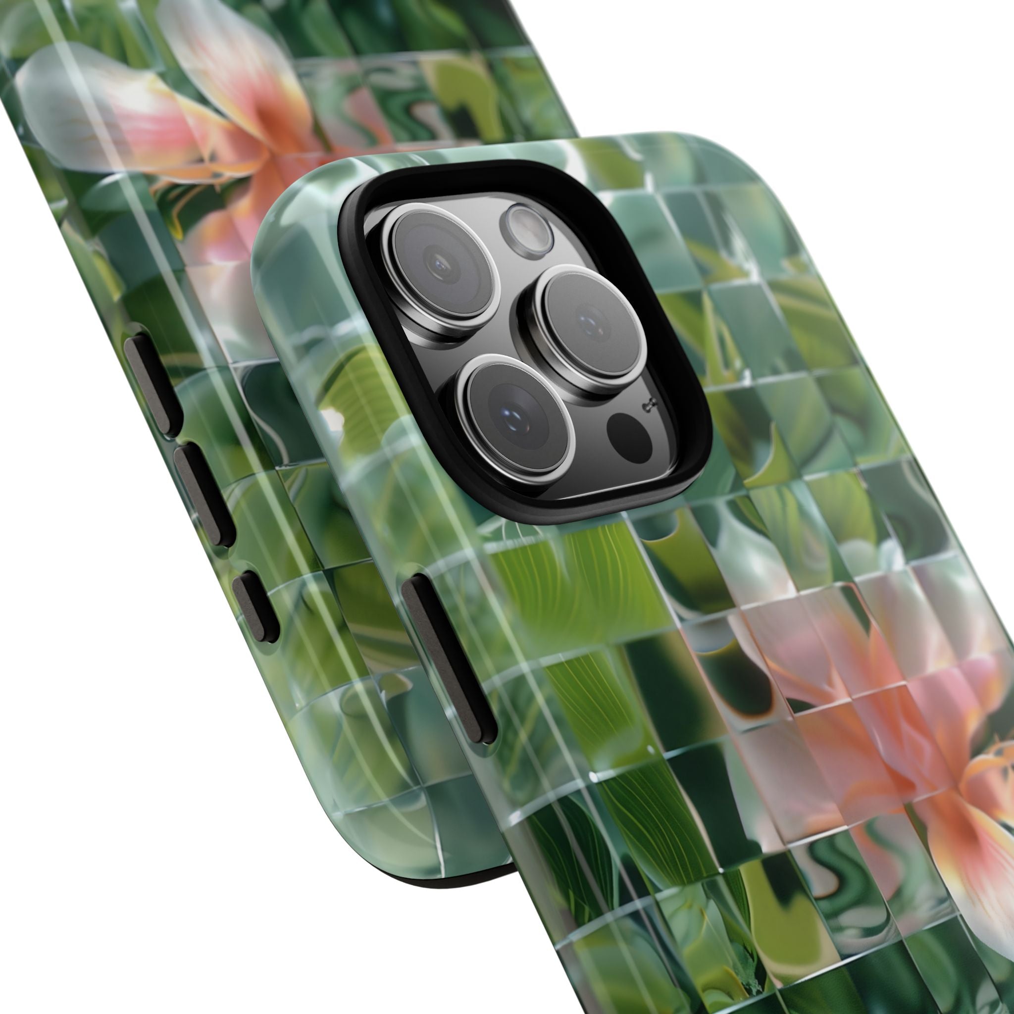 Tropical Mosaic Flower Tough iPhone Case - Personalizable Phone Case