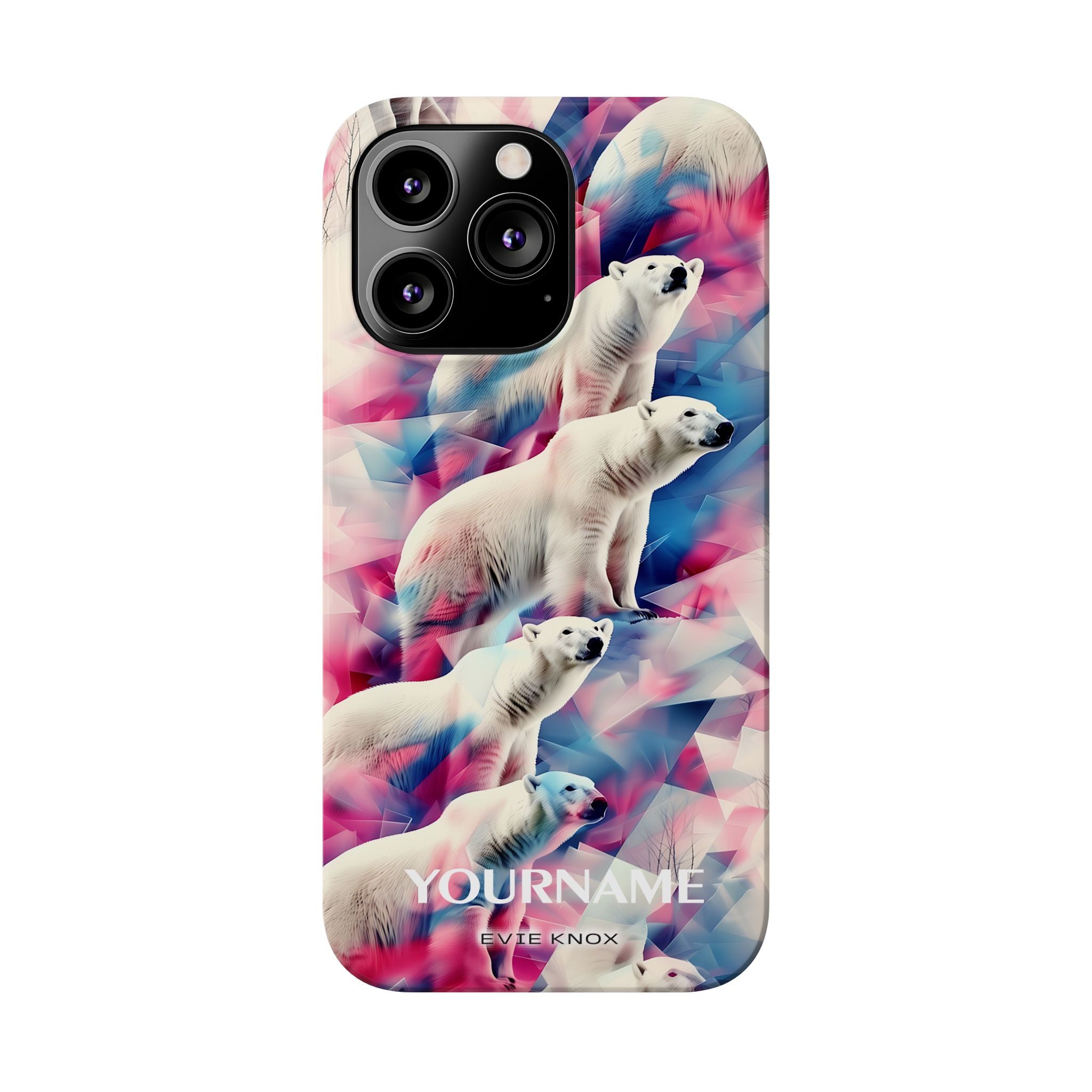 Polar Bear Prism Slim Phone Case — Colorful Personalizable Arctic Design