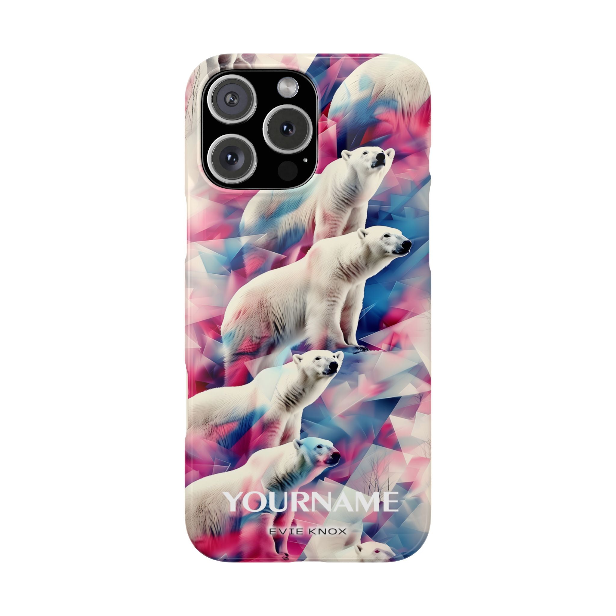 Polar Bear Prism Slim Phone Case — Colorful Personalizable Arctic Design