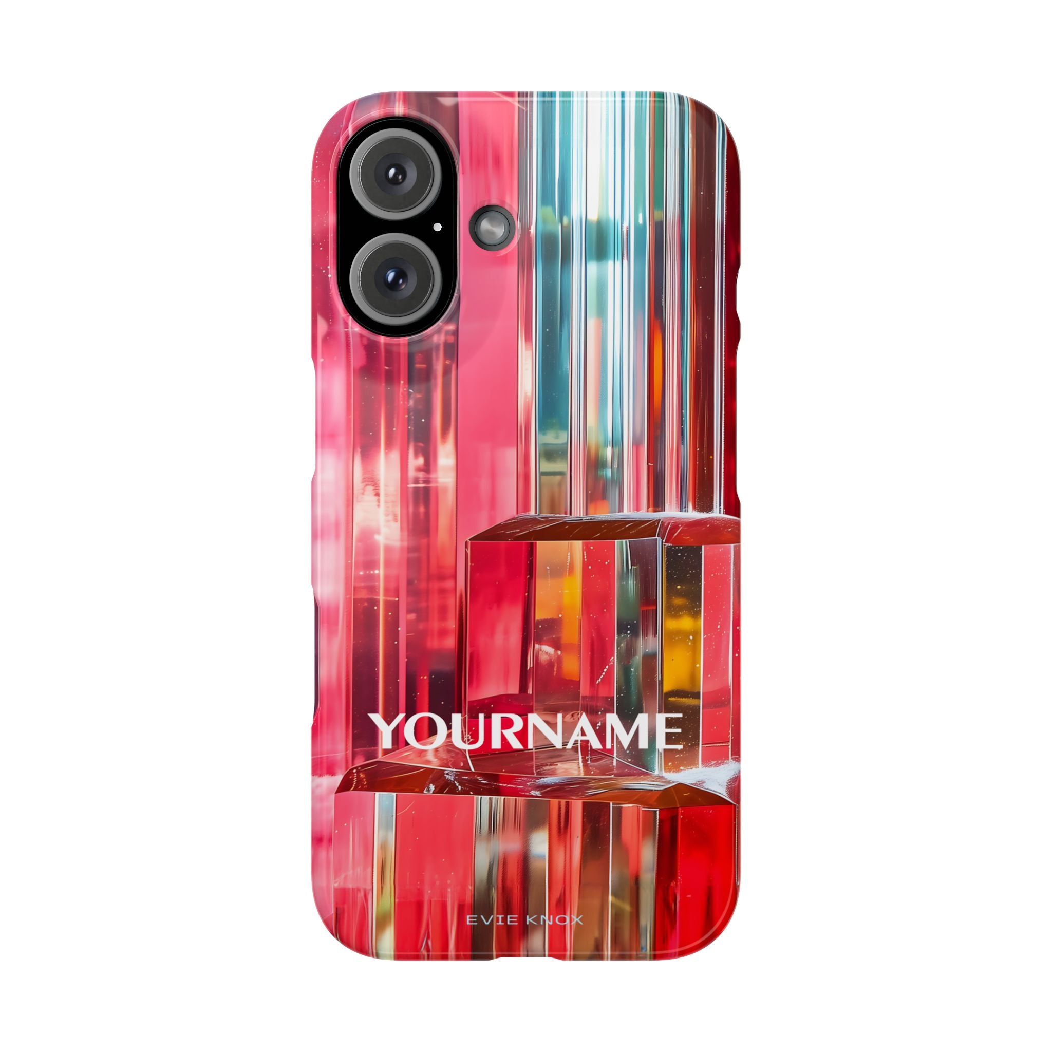Abstract Prism Slim Phone Case — Red Geometric Crystal Design