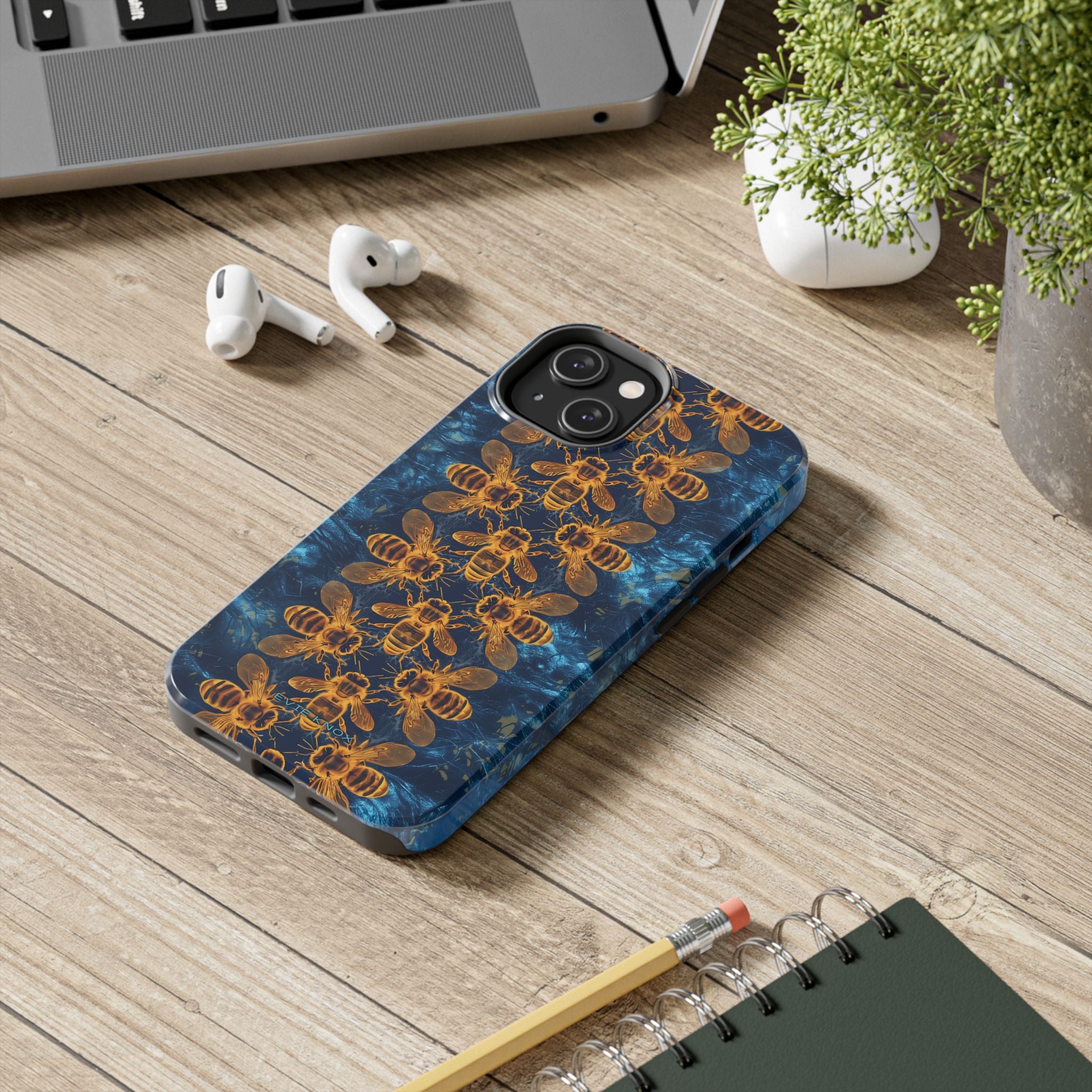 Bees On Blue iPhone Case