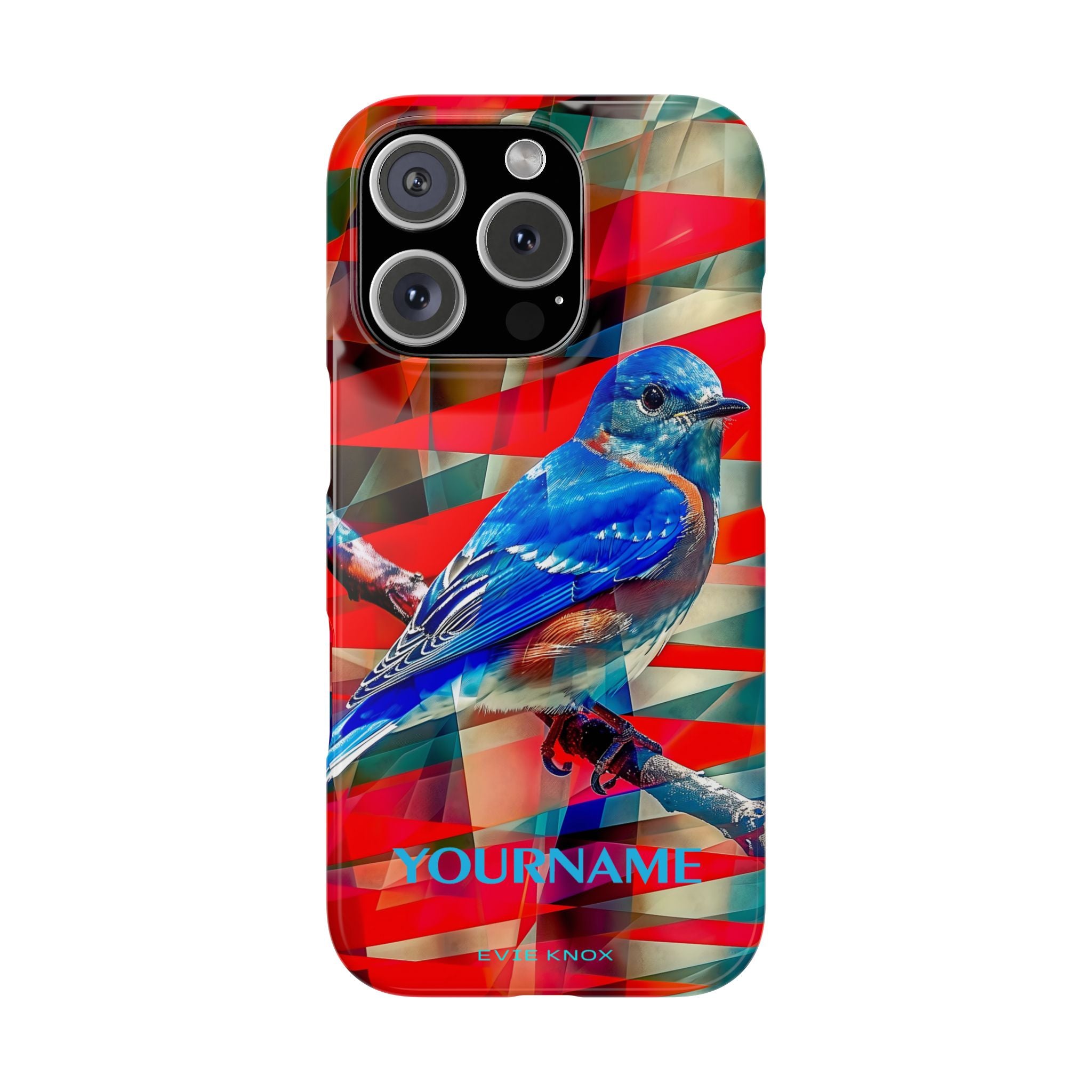 Bluebird Slim Phone Case — Vibrant Geometric Nature Design
