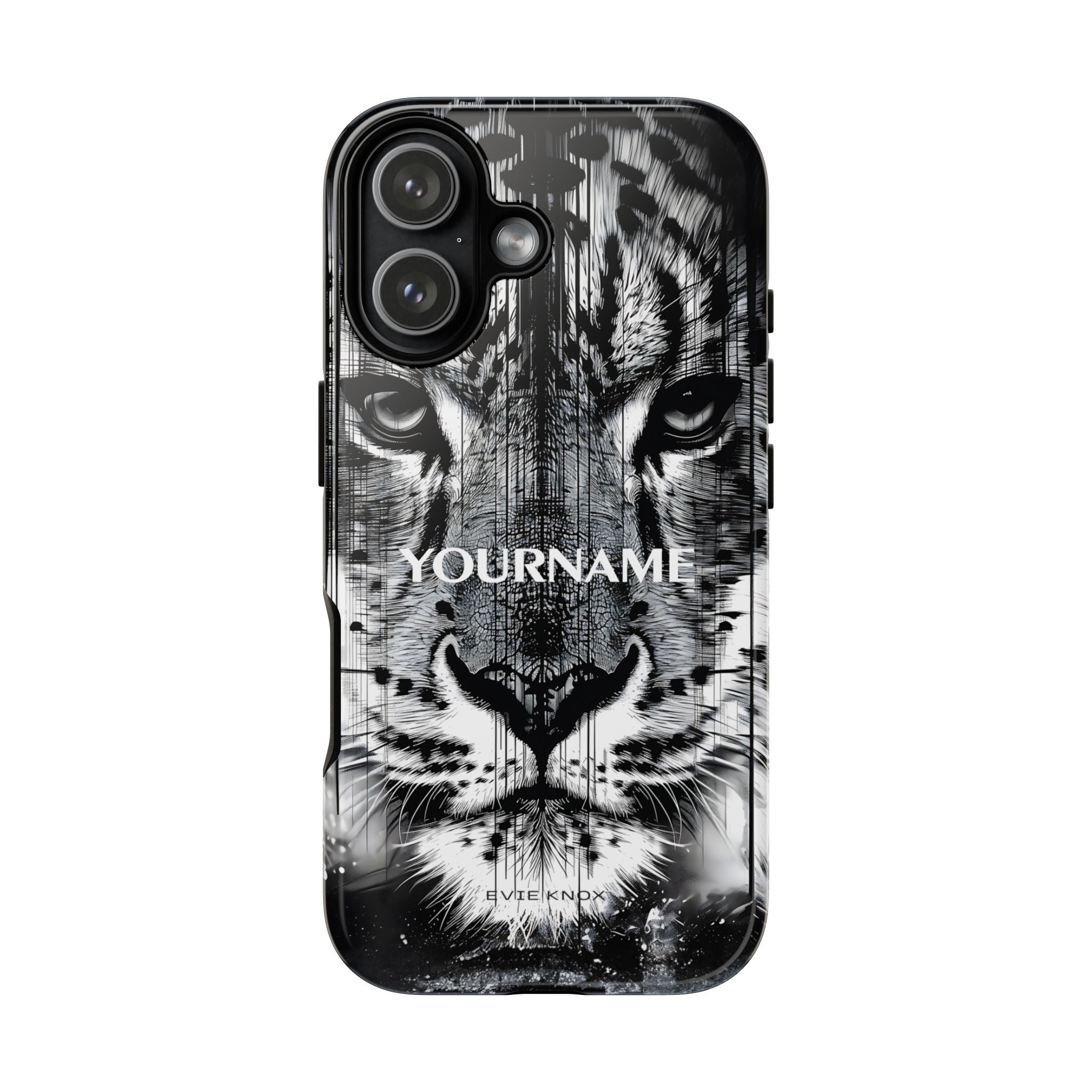 Siberian Tiger Face Tough iPhone Case — Black & White Protective Case