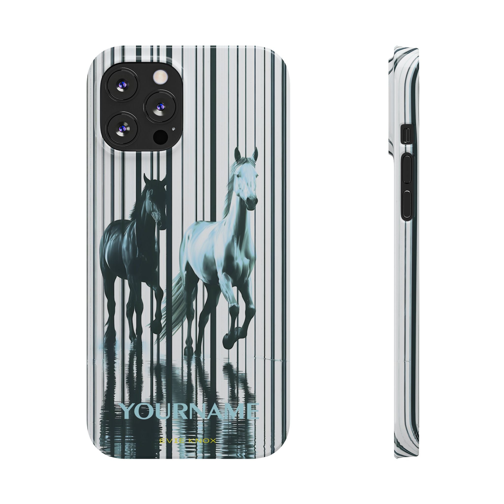 Stallion Mirage Slim iPhone Case – Galloping Horse Black & White Design