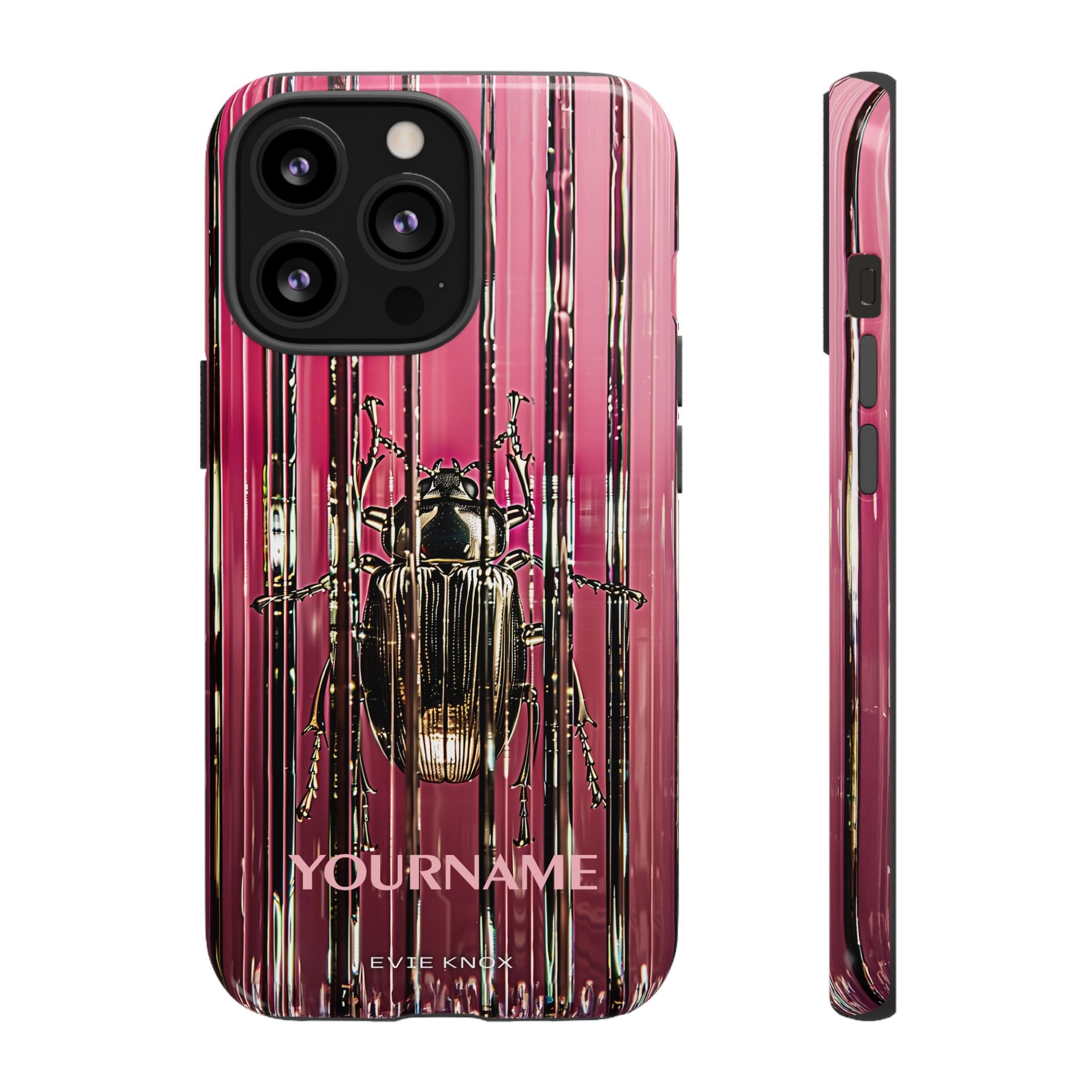 Pink Silver Beetle In Art Glass Tough iPhone Case