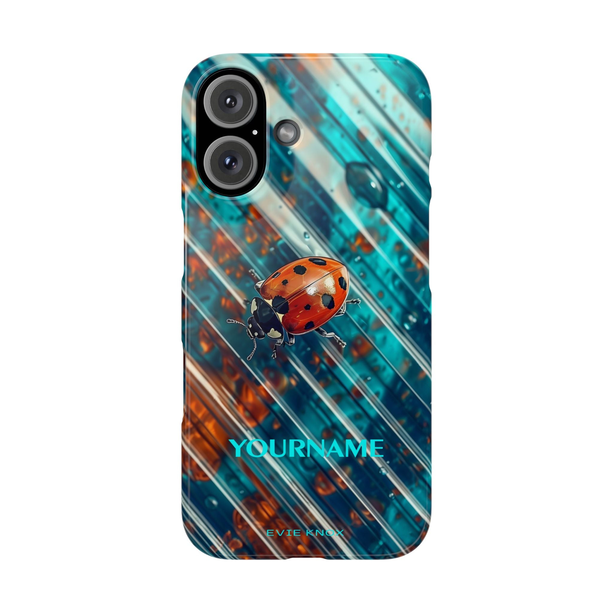 Little Lady Ladybug on Blue Protective Slim Phone Case