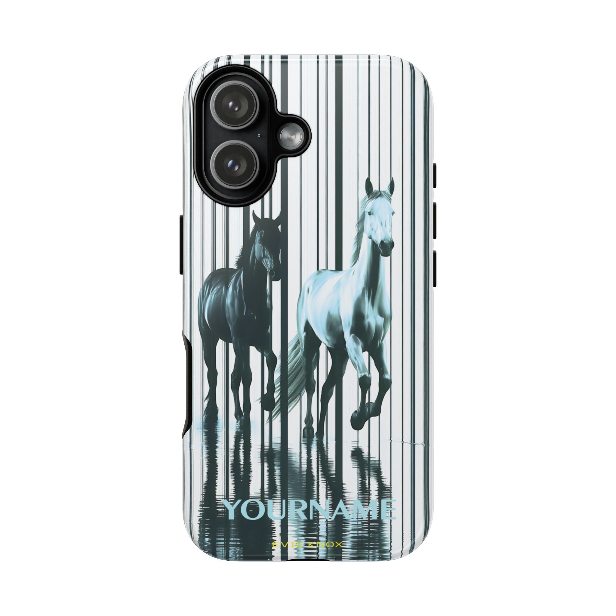 Stallion Mirage Tough iPhone Case – Galloping Horse Black & White Design