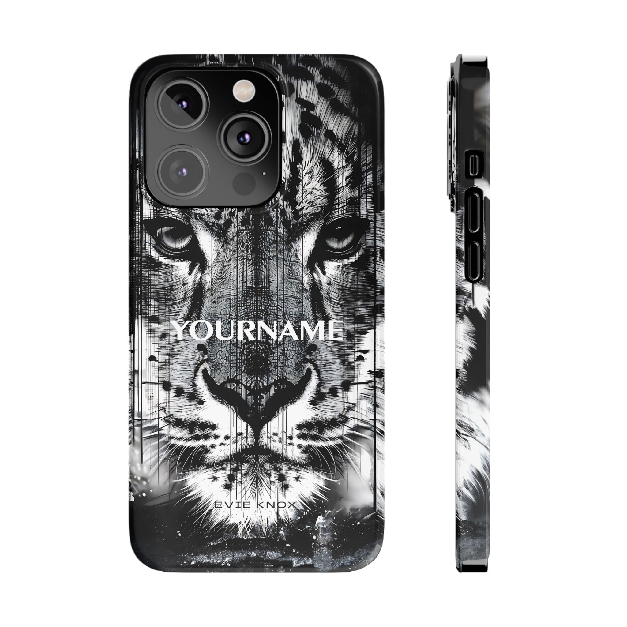 Siberian Tiger Face Slim iPhone Case — Black & White Protective Case