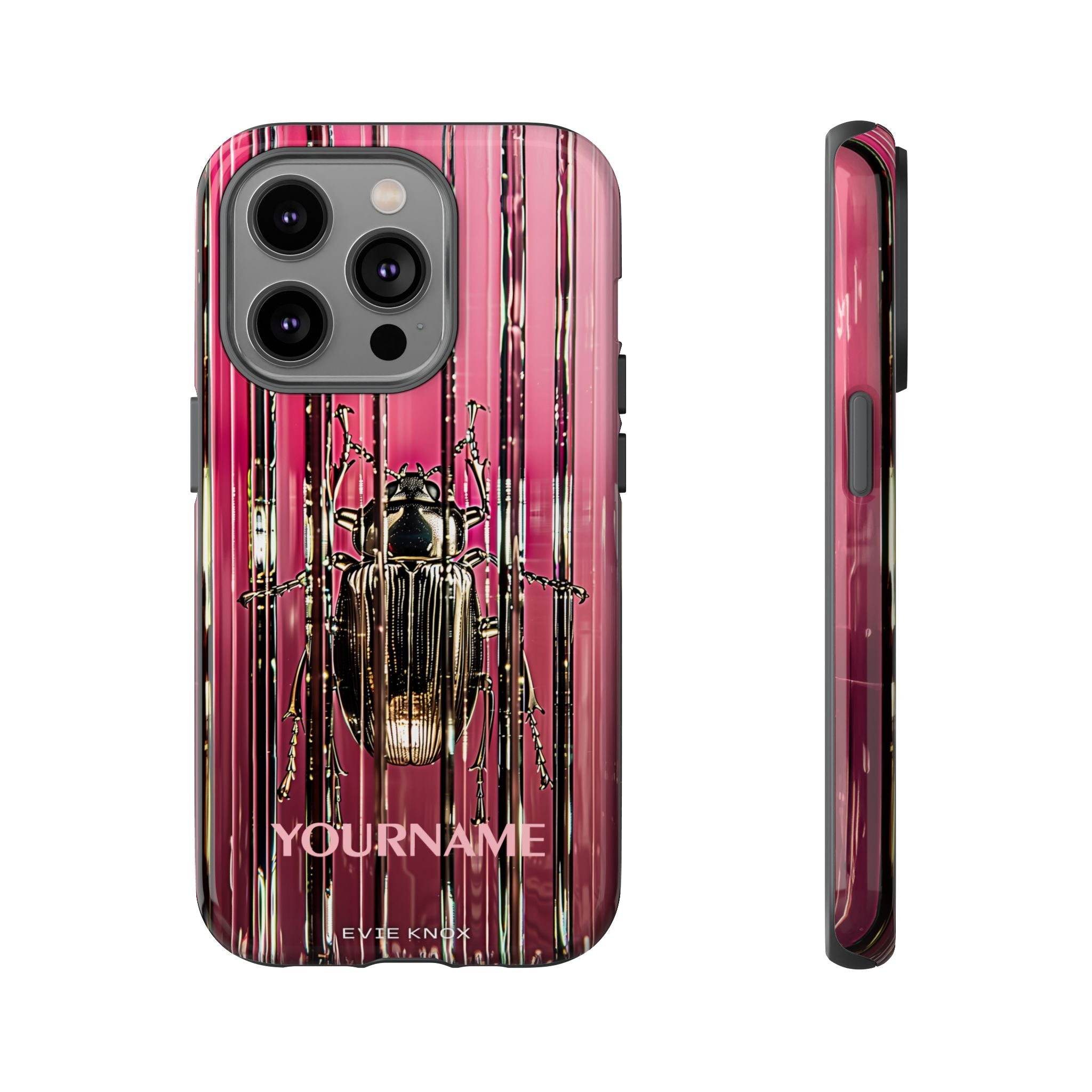 Pink Silver Beetle In Art Glass Tough iPhone Case