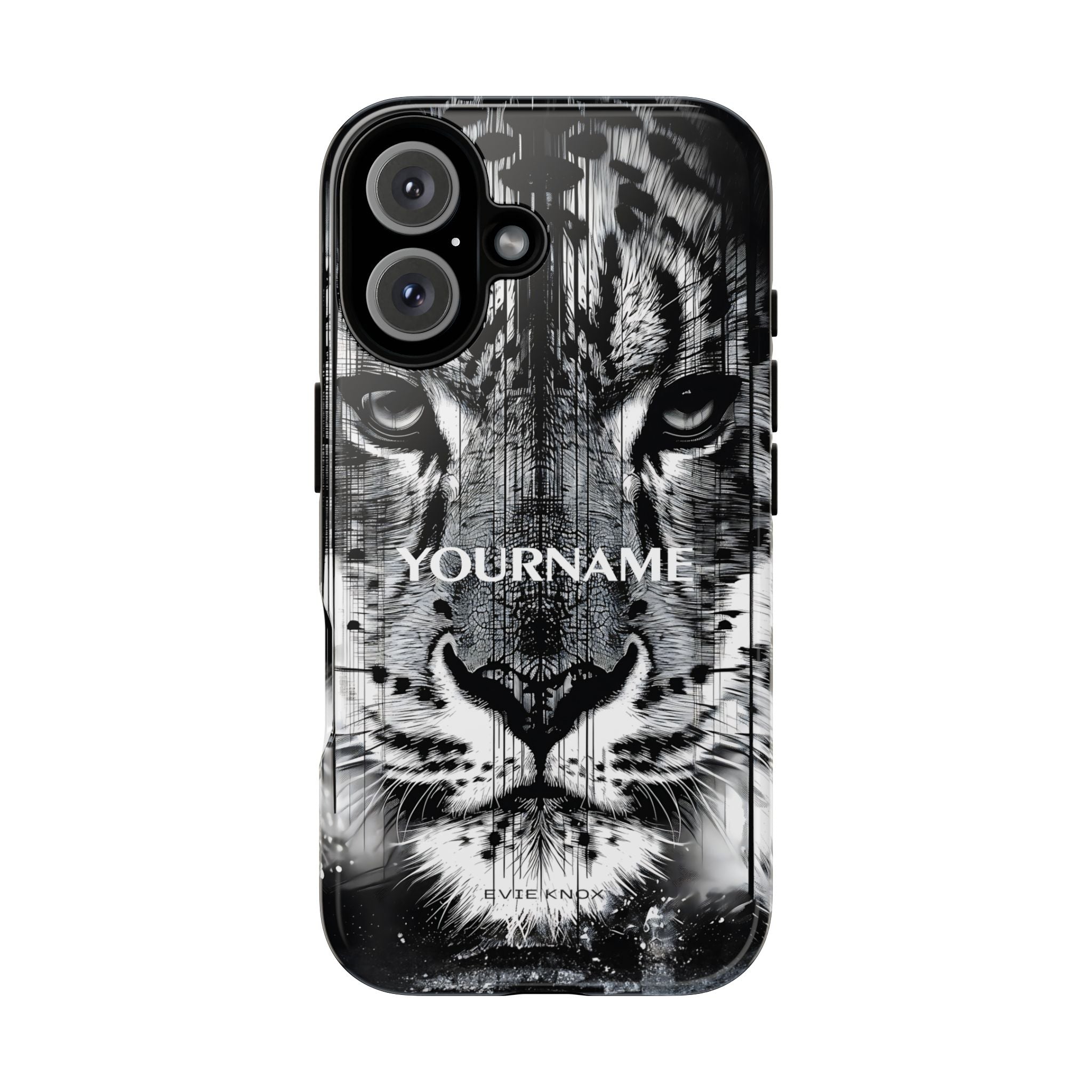 Siberian Tiger Face Tough iPhone Case — Black & White Protective Case
