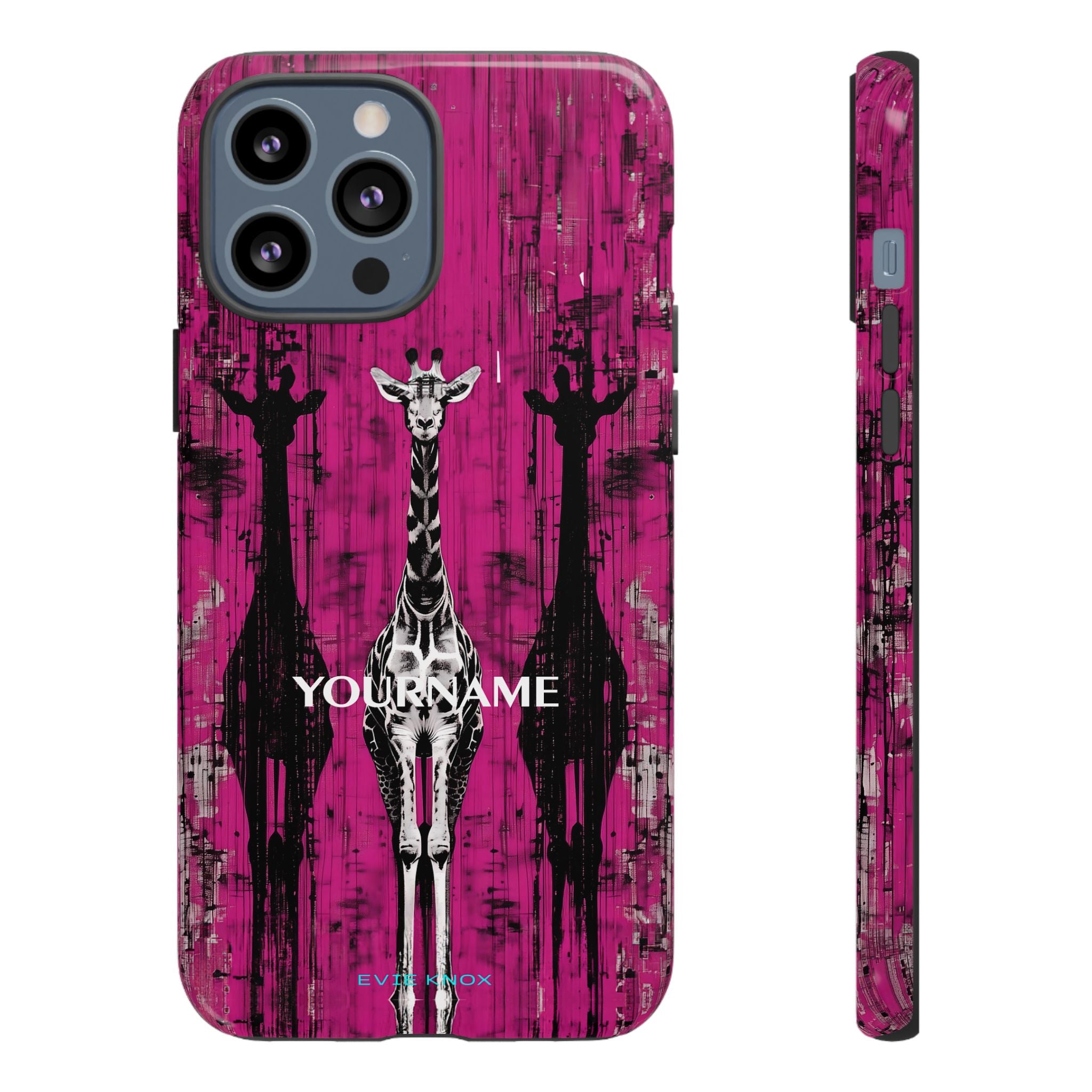 Giraffes on Berry iPhone Tough Case — Glossy Full‑Wrap Protection
