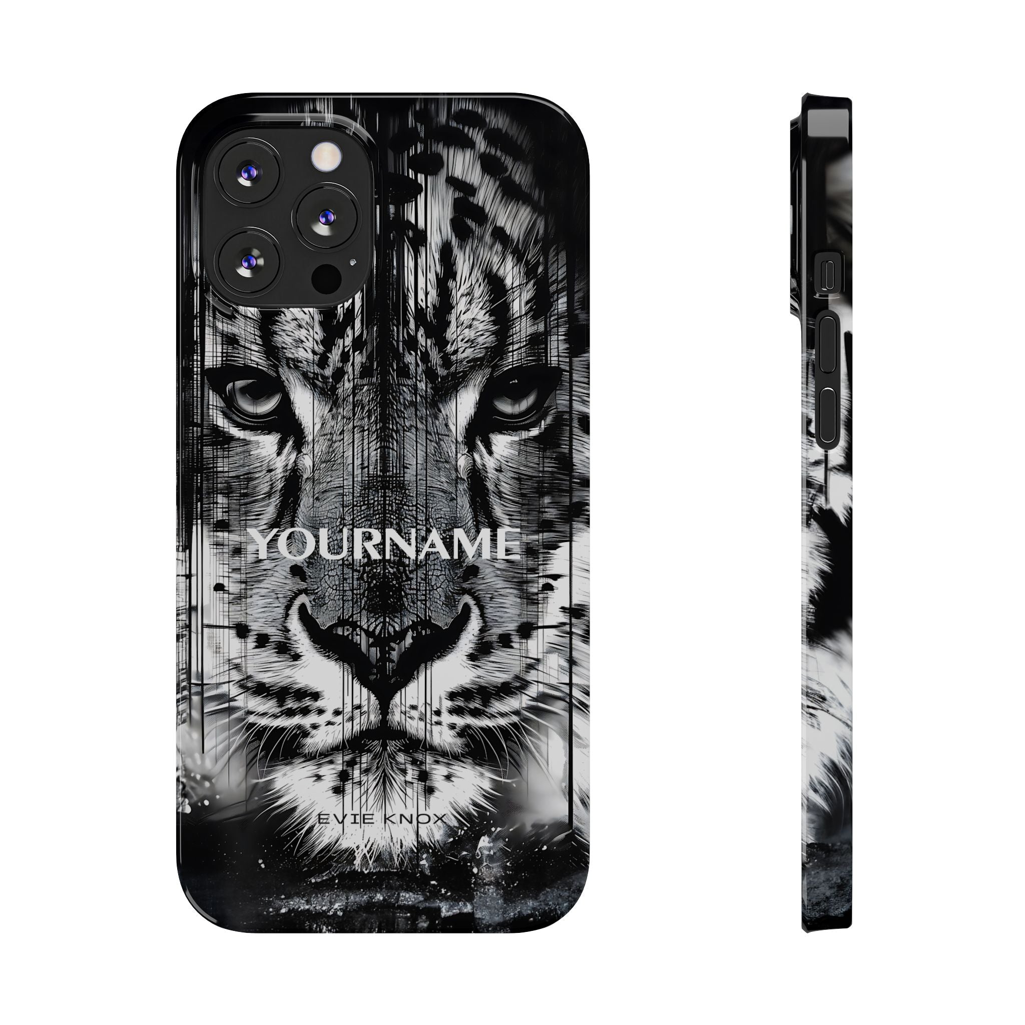 Siberian Tiger Face Slim iPhone Case — Black & White Protective Case