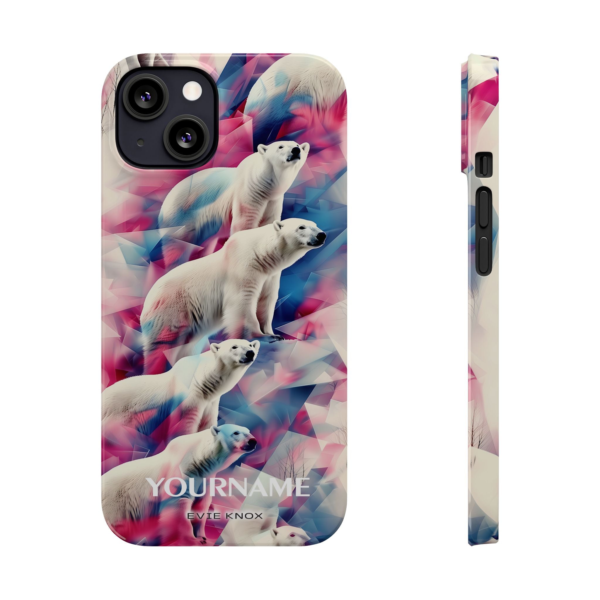 Polar Bear Prism Slim Phone Case — Colorful Personalizable Arctic Design