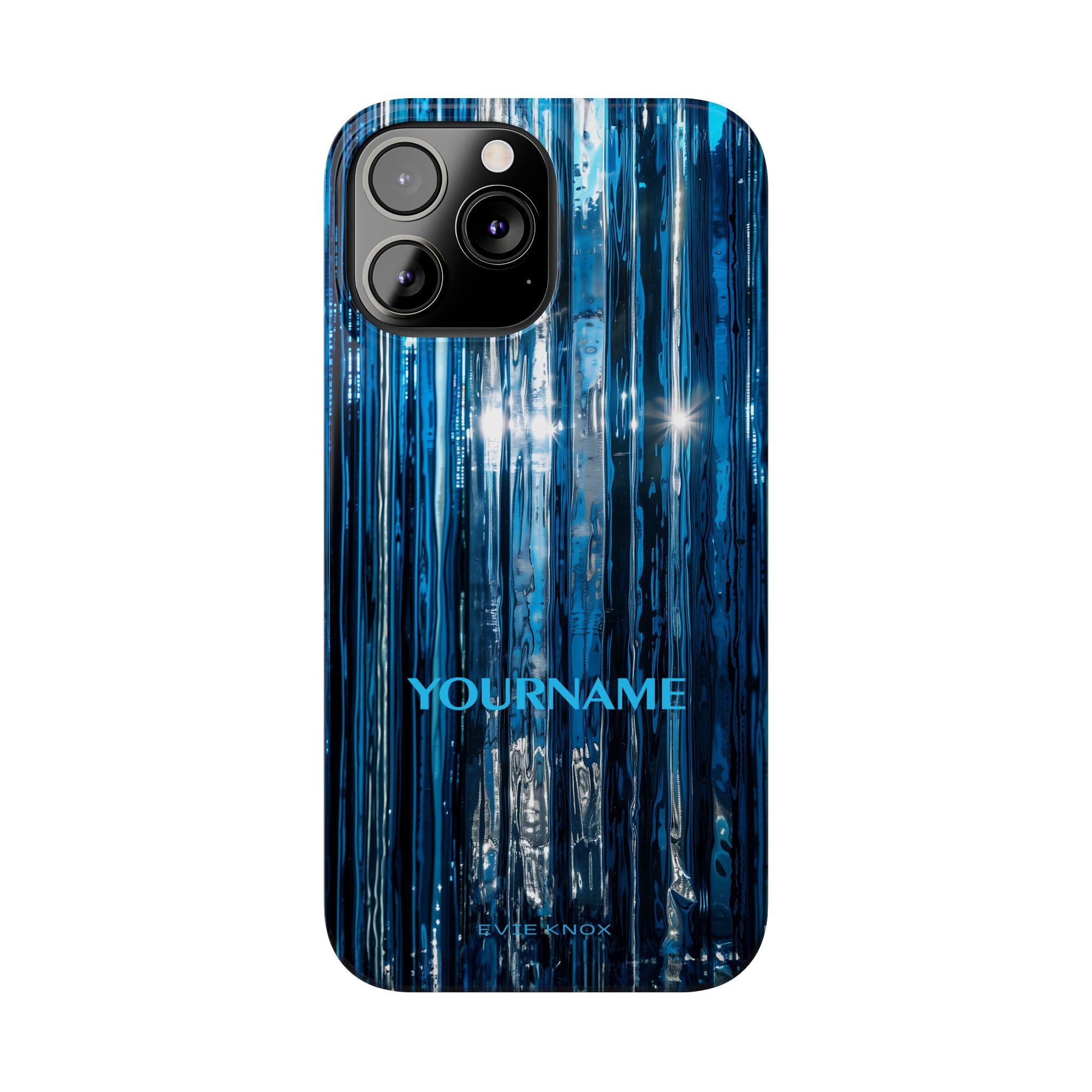 Blue Ribbed Art Glass Effect Slim iPhone Case - Personalized Phone case