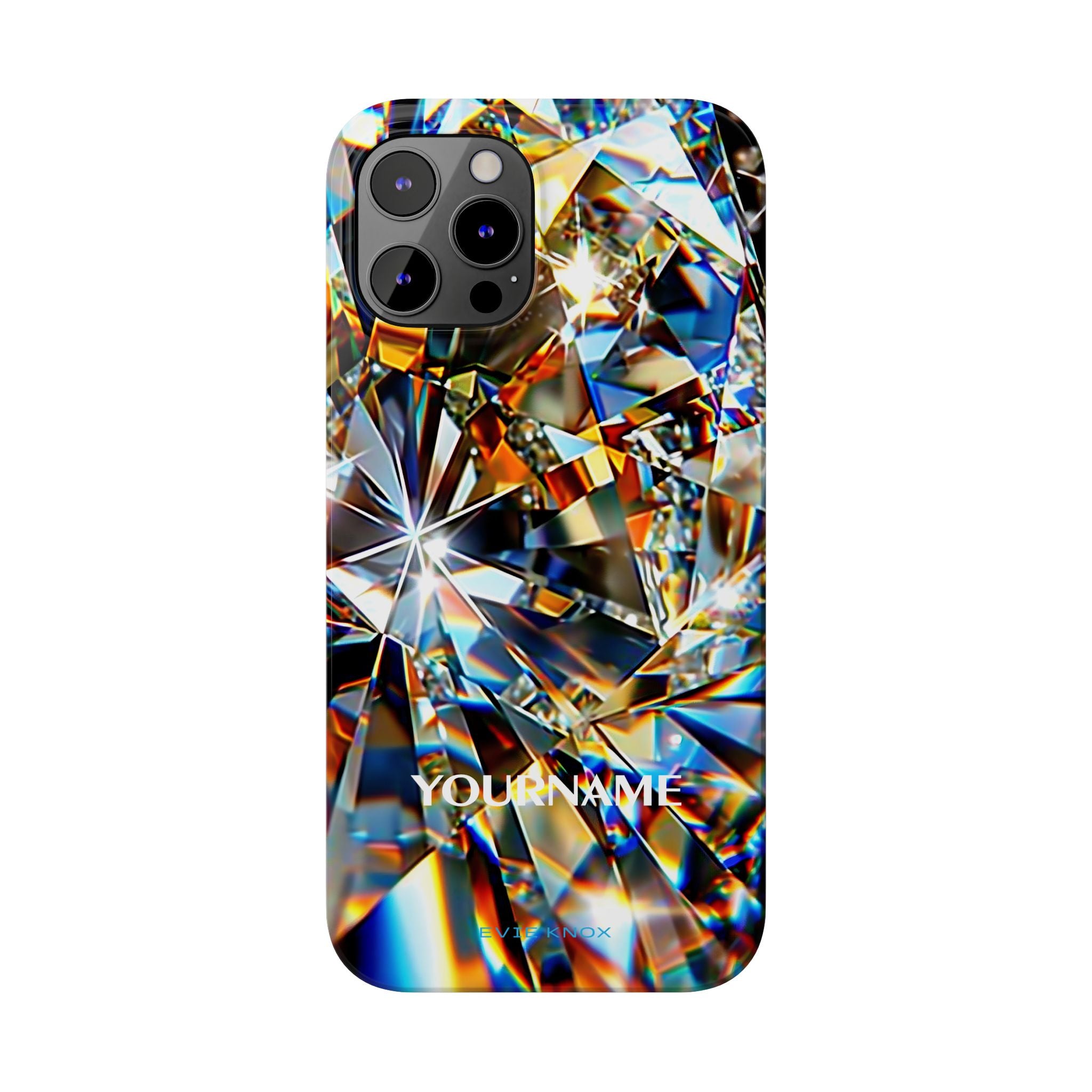 Crystal Facet Slim Phone Case — Iridescent Diamond Pattern