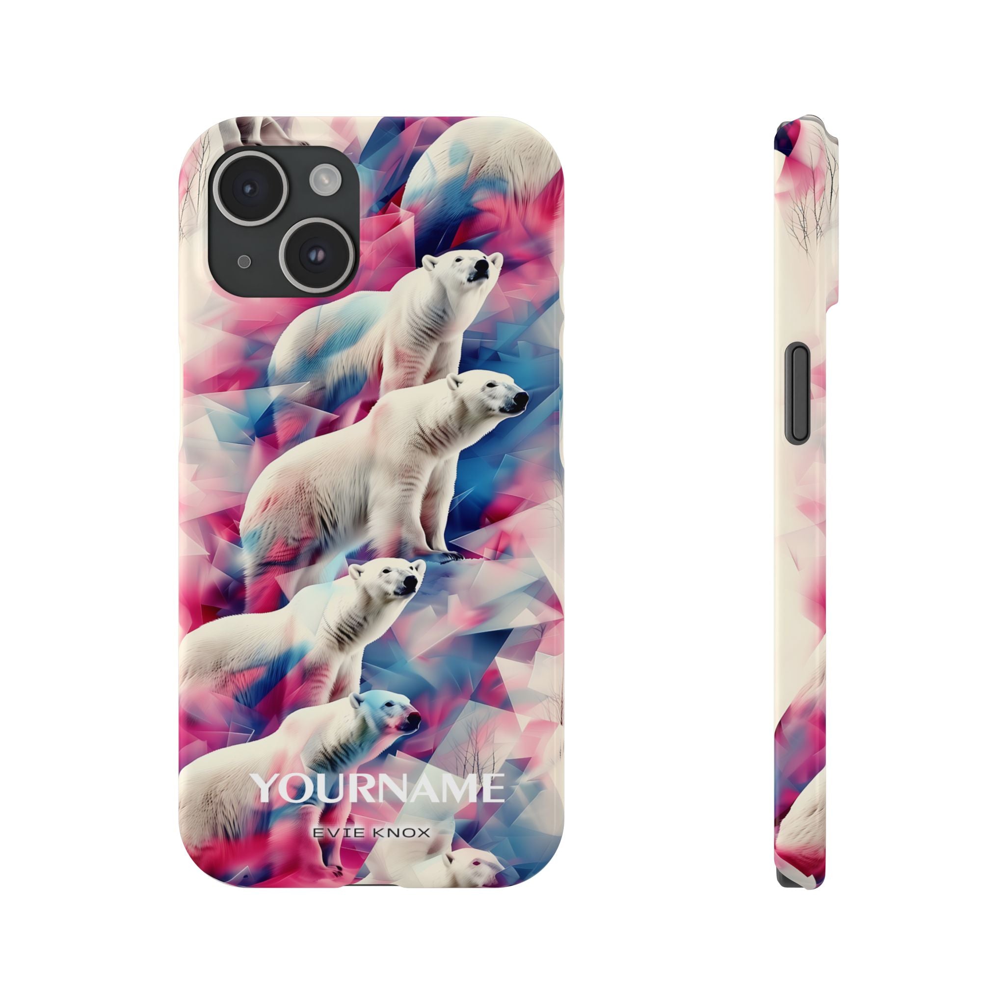 Polar Bear Prism Slim Phone Case — Colorful Personalizable Arctic Design
