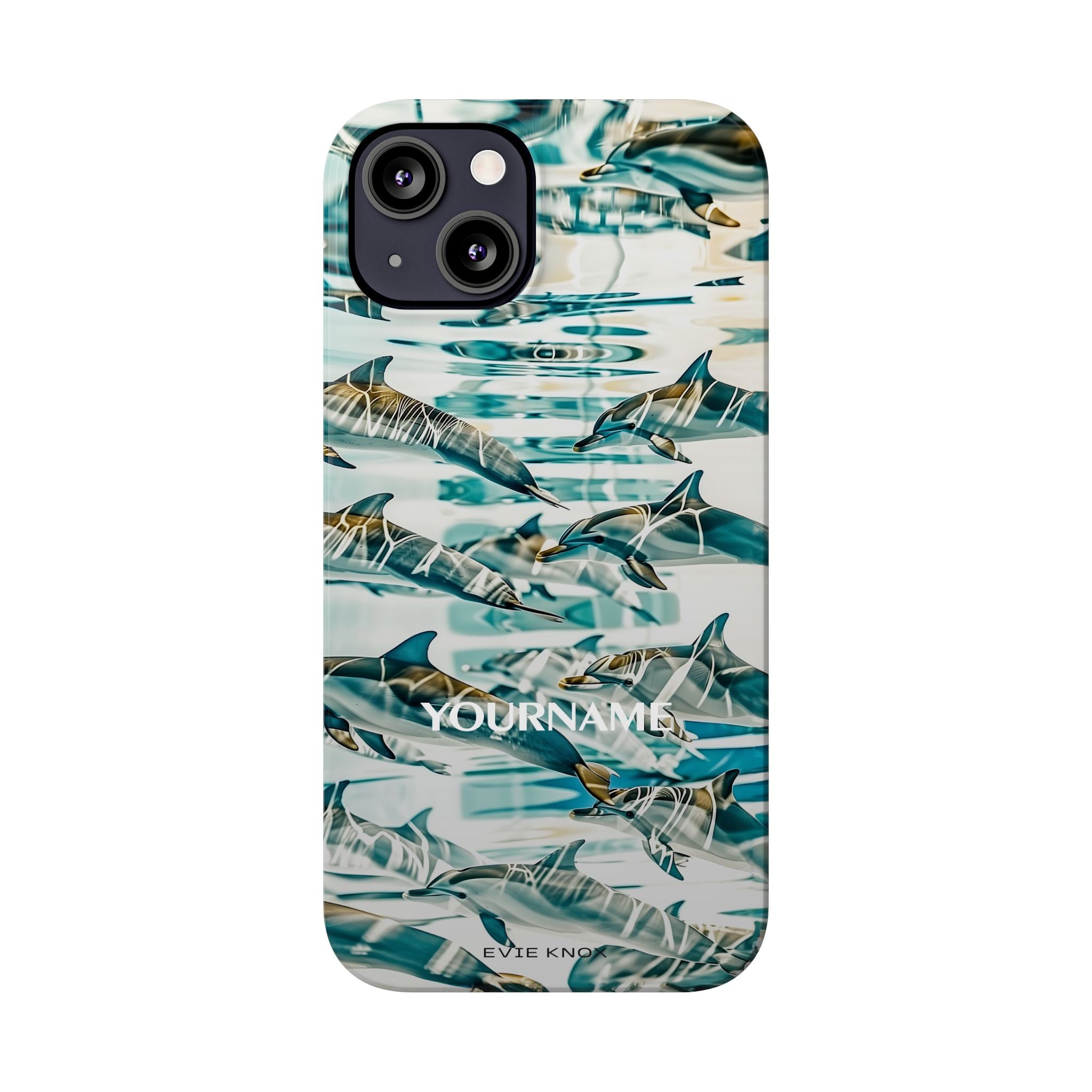 Dolphin Wave Slim Phone Case — Personalized Ocean Pattern