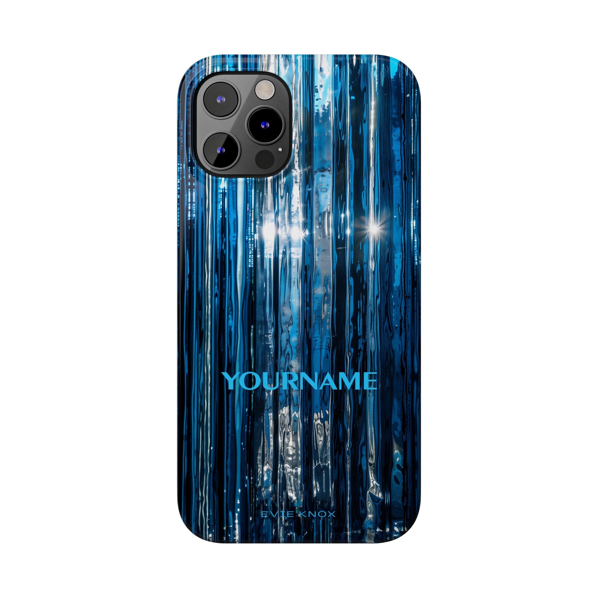 Blue Ribbed Art Glass Effect Slim iPhone Case - Personalized Phone case