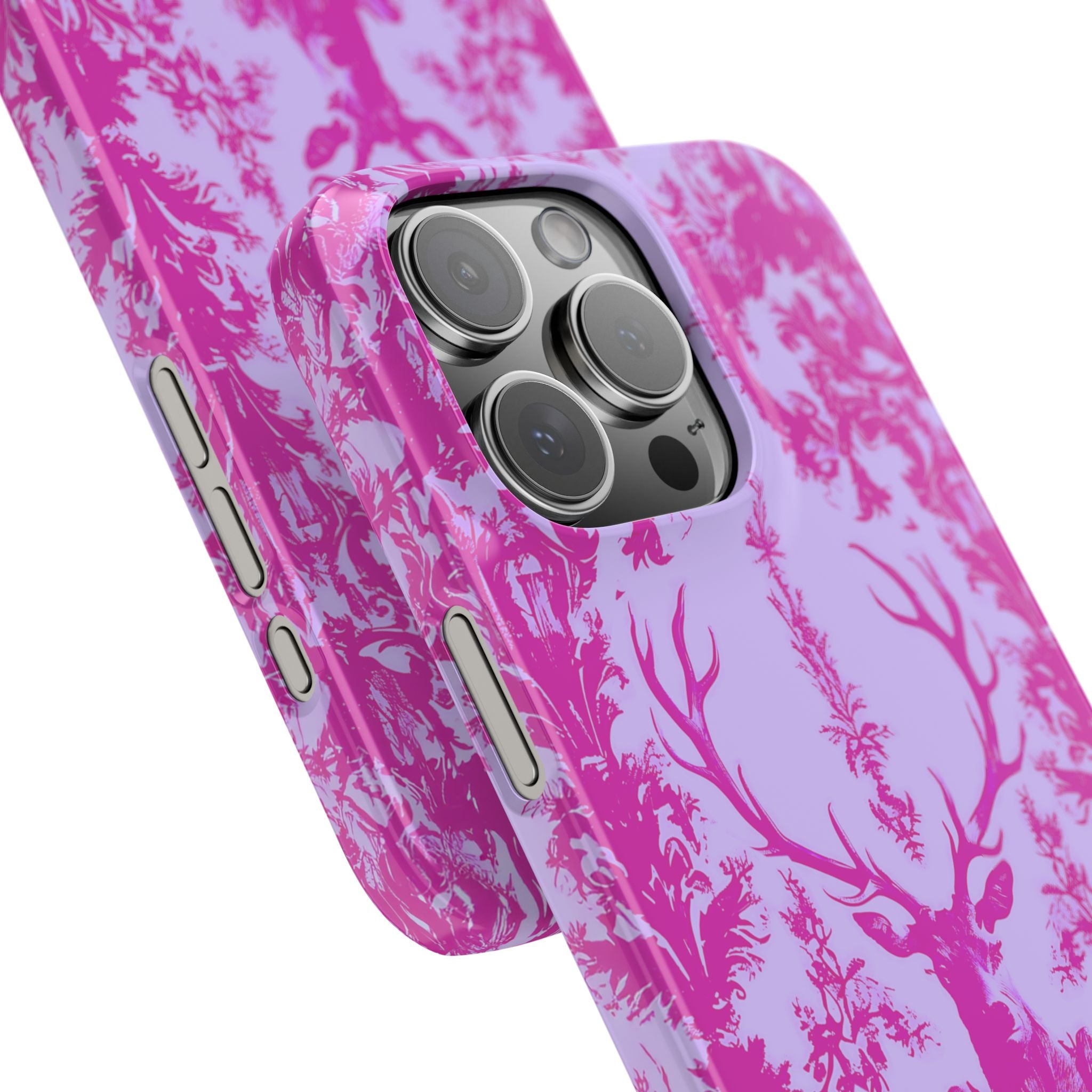 Pink Baroque Deer Slim iPhone Case — Floral Antler Pattern