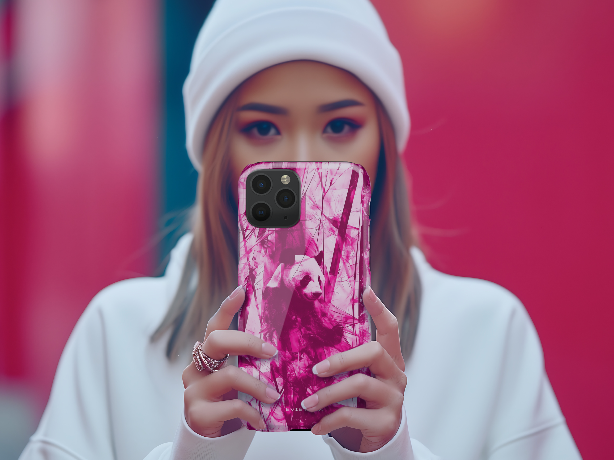 Berry Panda on Bamboo iPhone Case — Abstract Protective Tough Case